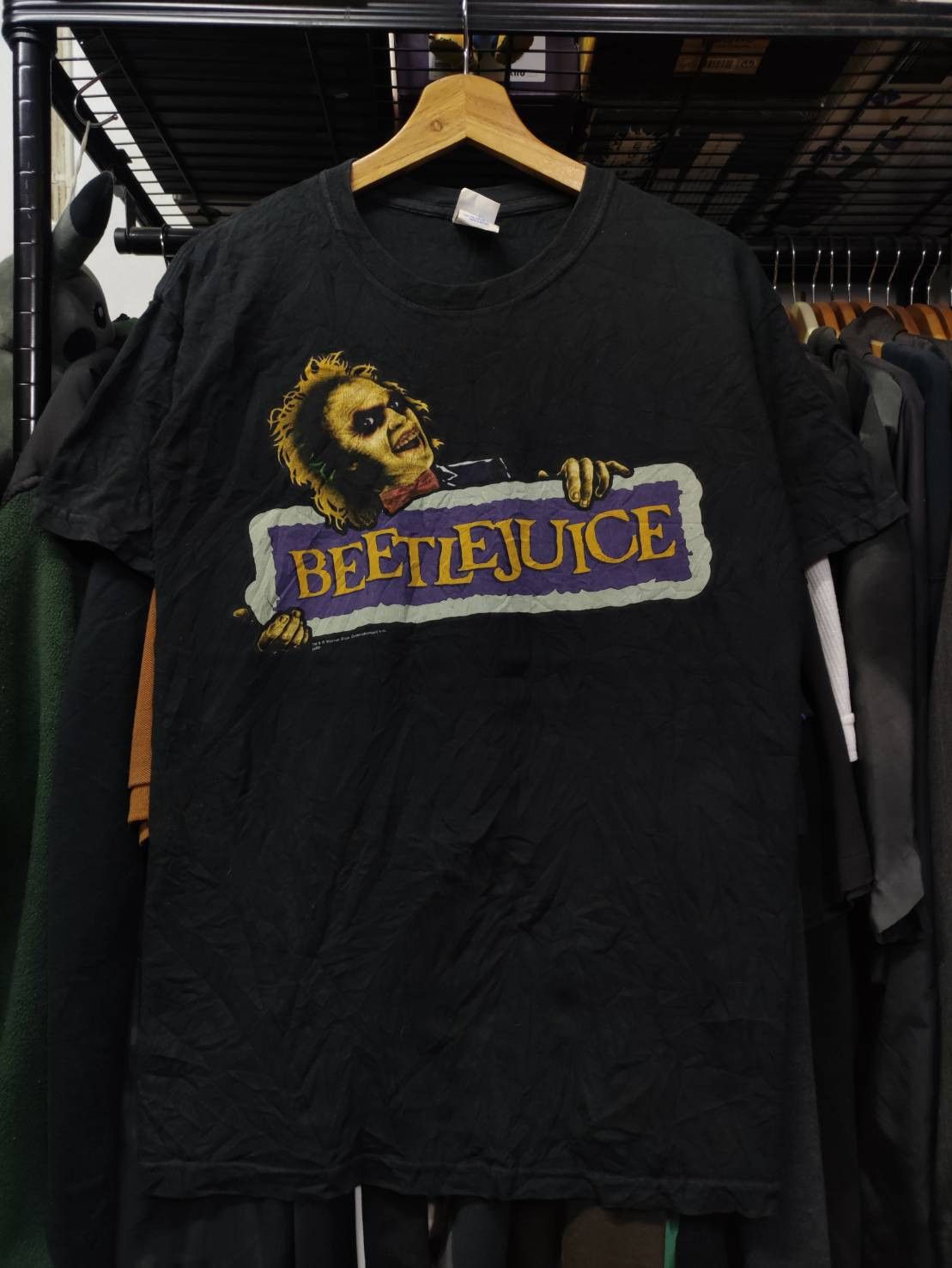 Warner Bros Vtg 00's Beetlejuice Tim Burton Movie Promo T-Shirt Size US M / EU 48-50 / 2 - 2 Thumbnail