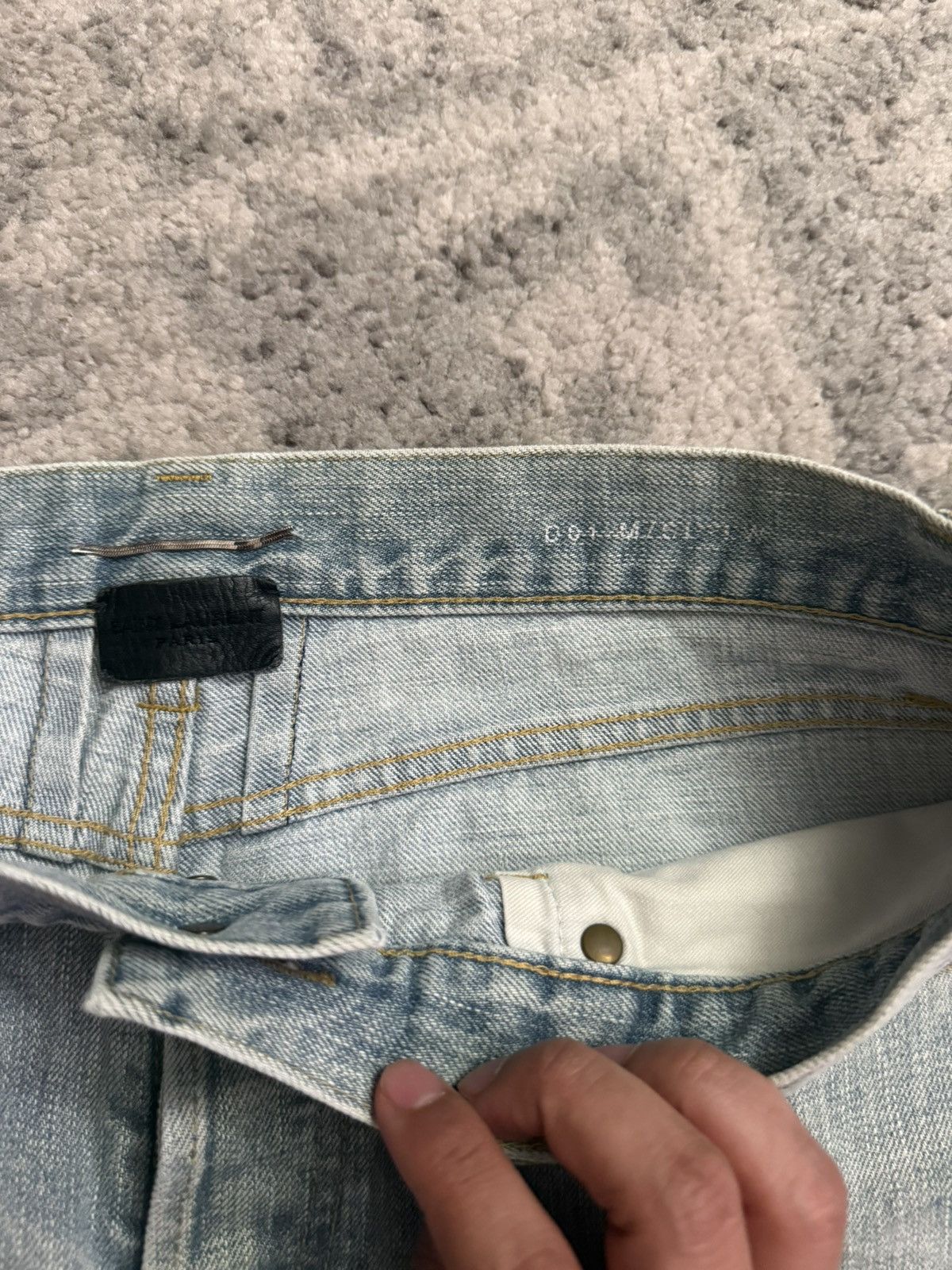 Saint Laurent Paris SLP FW14 Hedi D01 Crash Denim Size US 34 / EU 50 - 3 Thumbnail