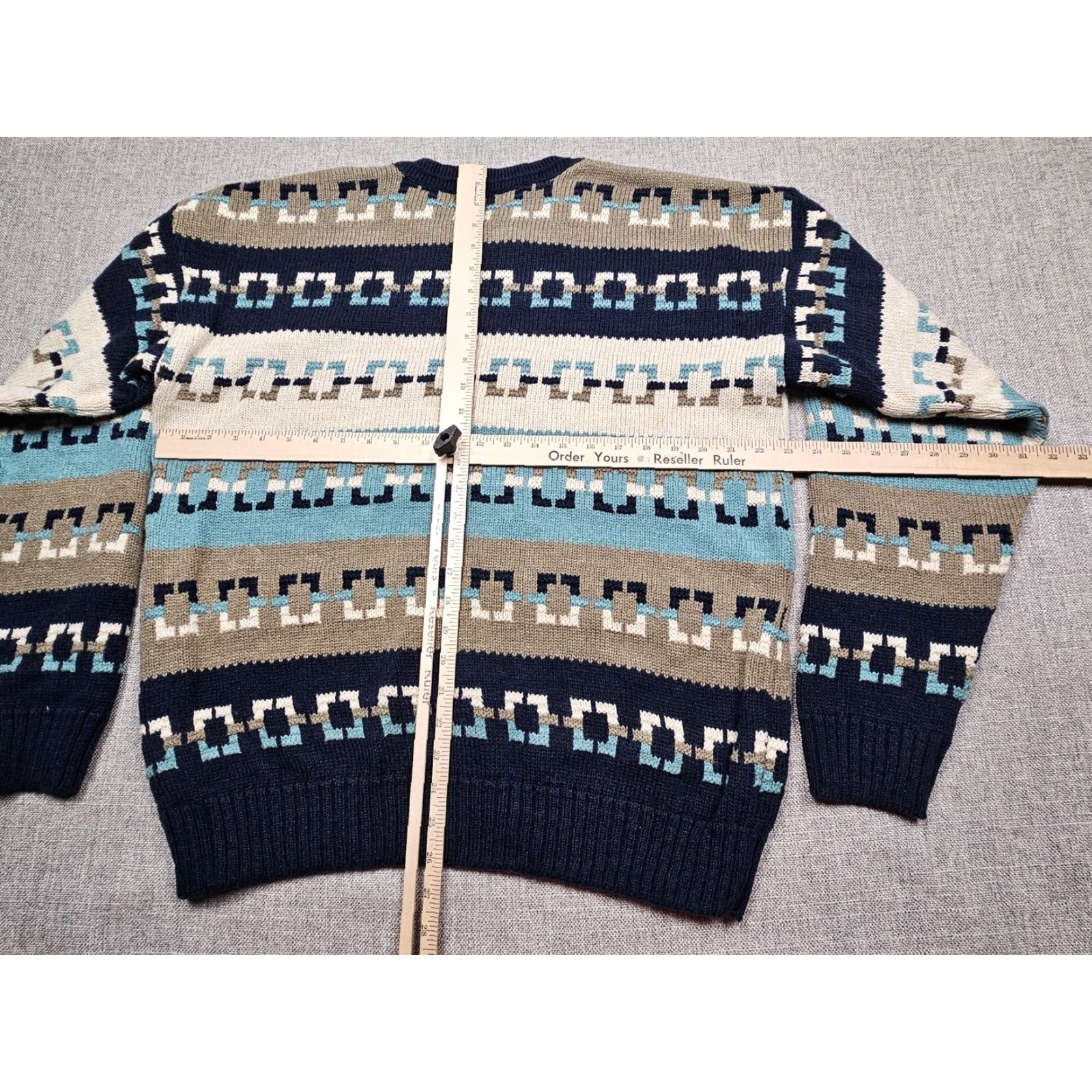 Jantzen Vintage Jantzen Sweater Mens XL Blue Tan Geometric Knit Pullover Pattern 90s Size US XL / EU 56 / 4 - 4 Thumbnail