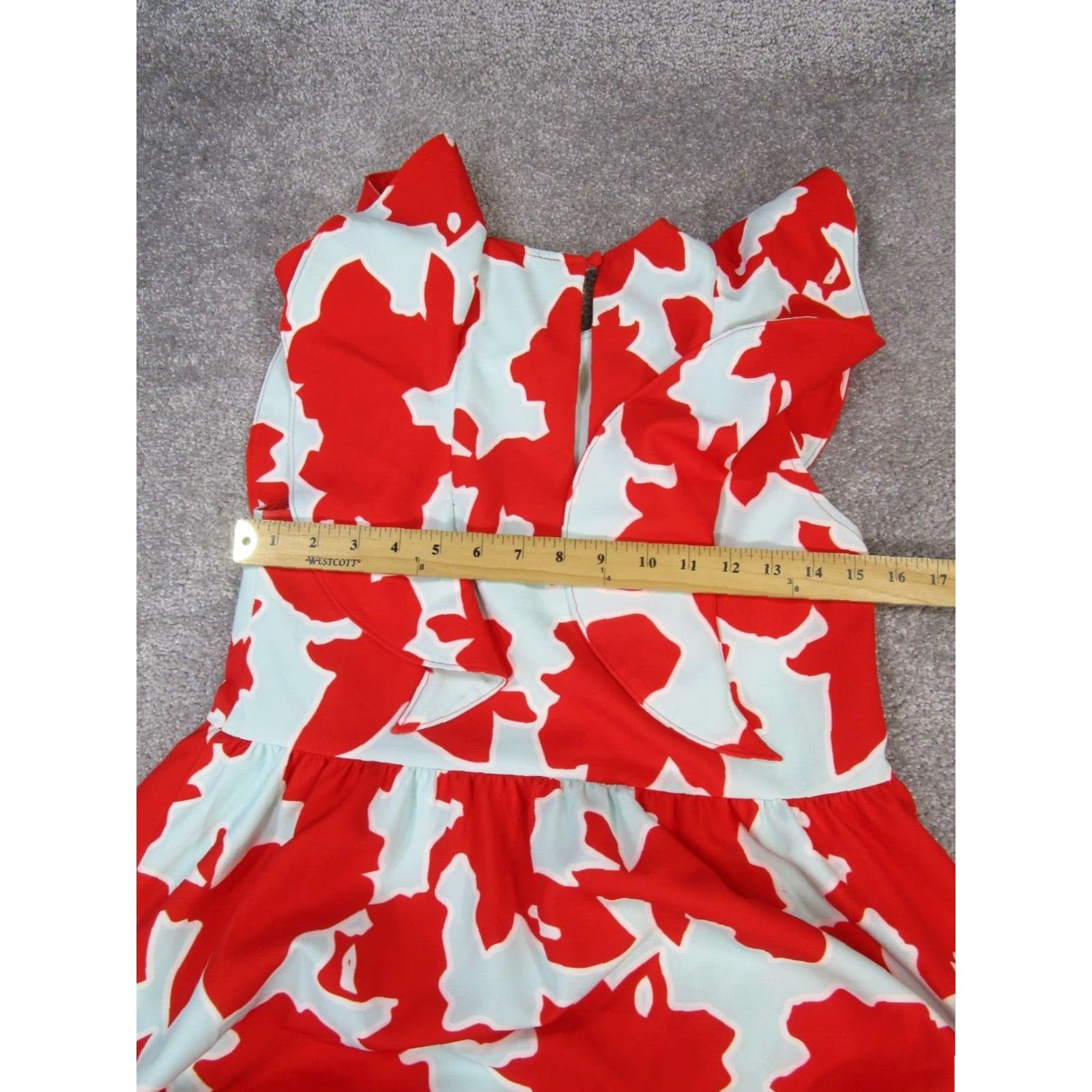 Vintage Crosby Dress Womens XS Red Blouson Knnee Length Floral Round Neck Sleeveless Button Polyester Dress Length Knee Length Business Casual Travel Size XS / US 0-2 / IT 36-38 - 6 Thumbnail