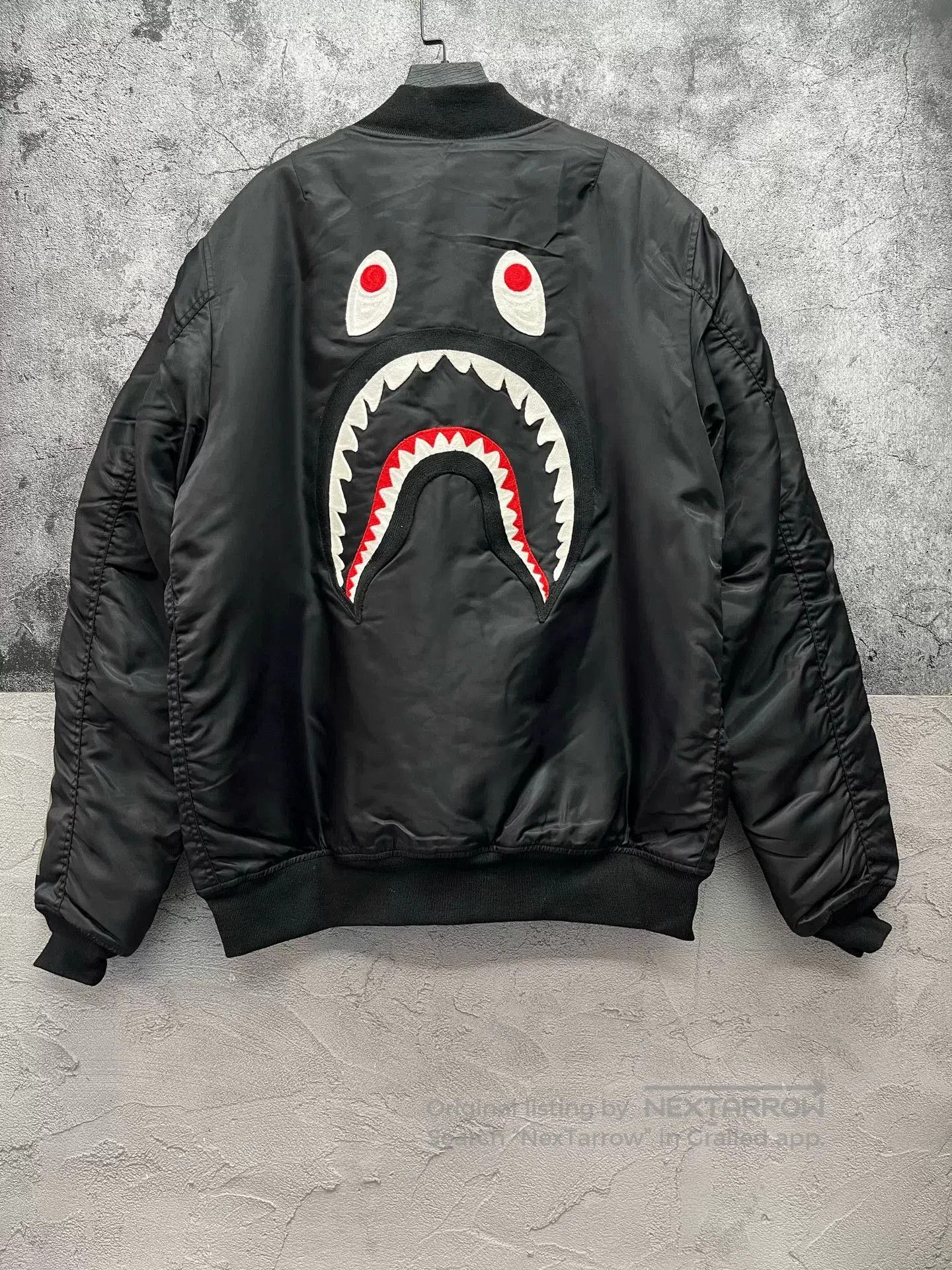 Bape MAX1 Black Shark Flight Jacket.