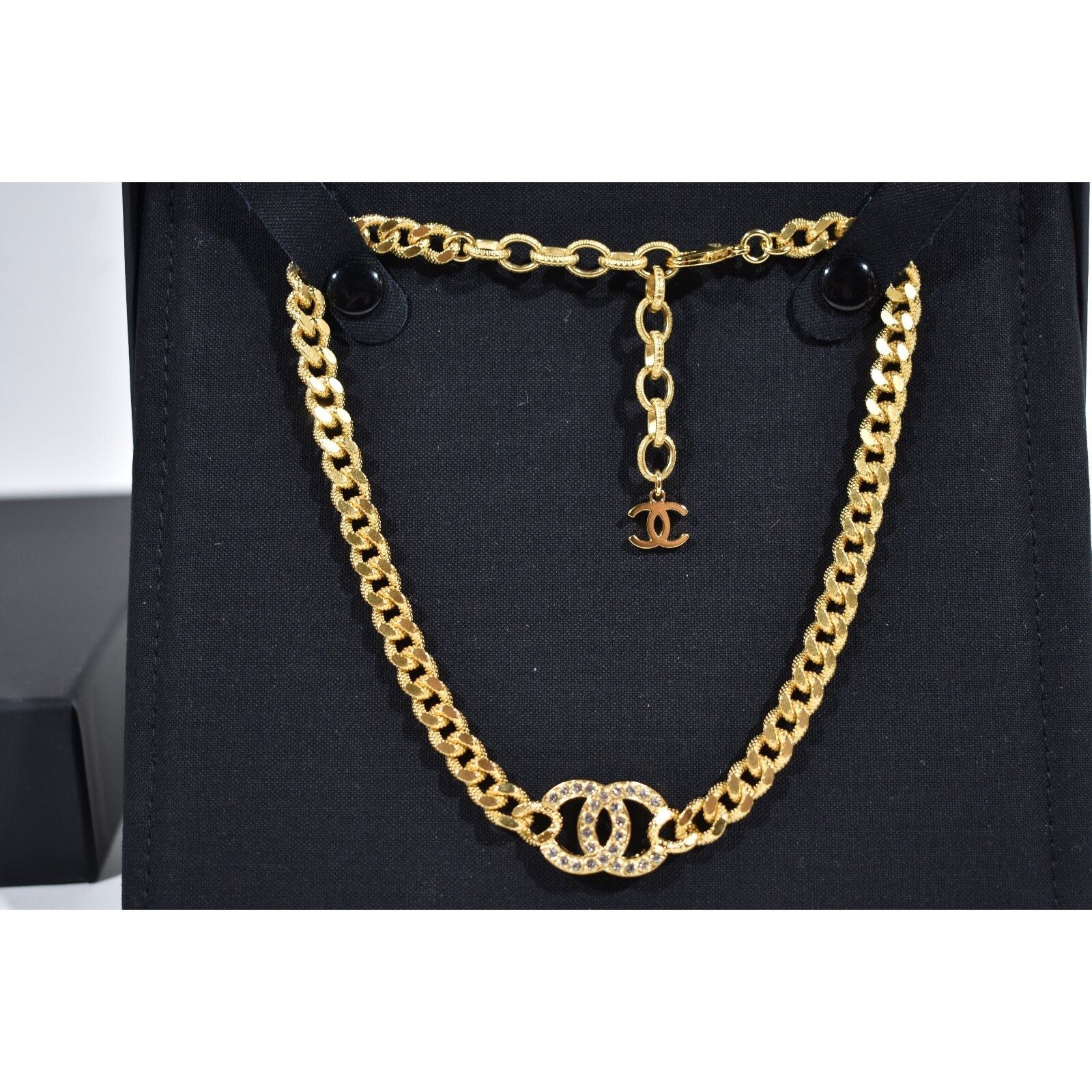 Chanel Chanel REV Gold Golden Crystal Choker Pendant Necklace Size ONE SIZE - 4 Thumbnail