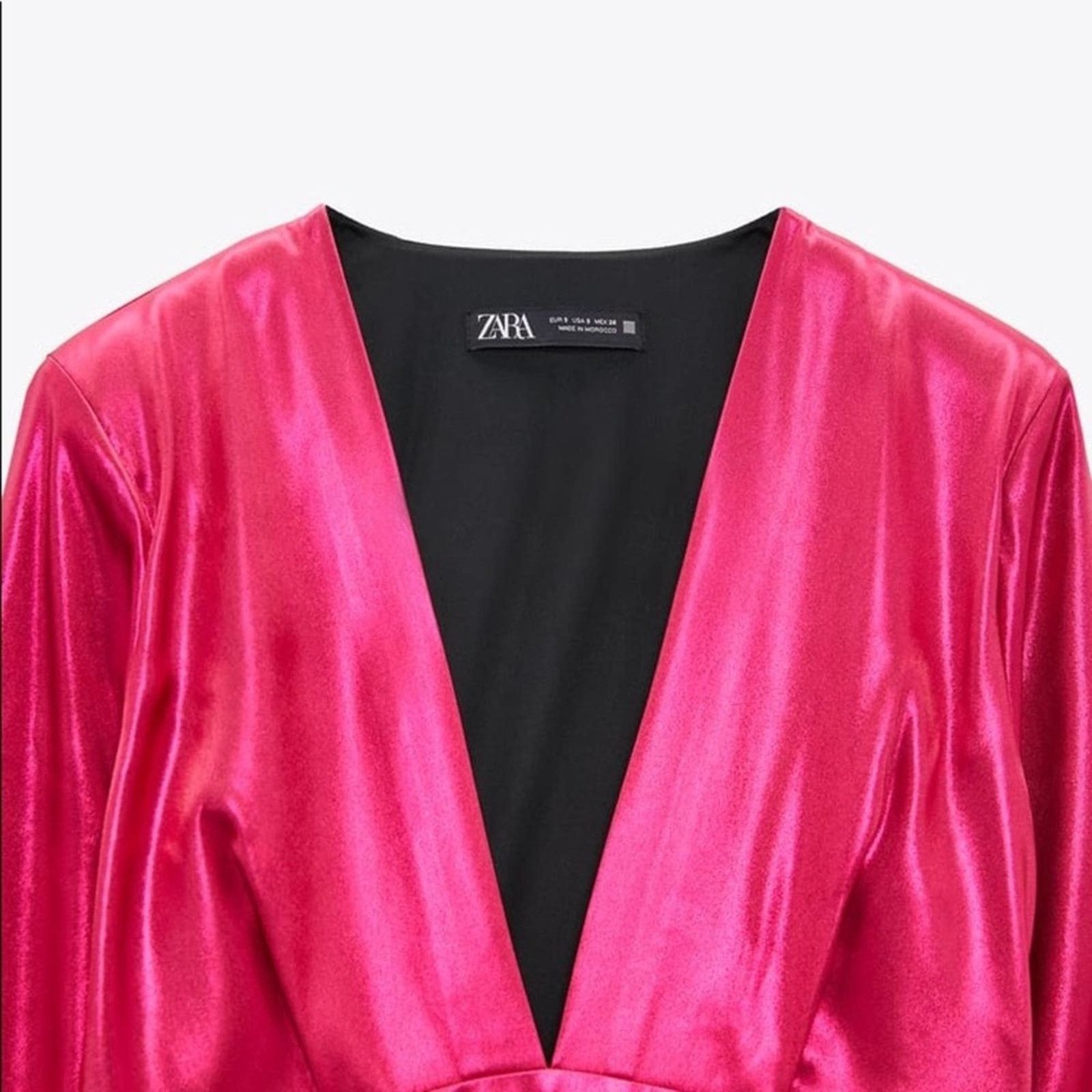 Zara ZARA BLOGGER FAVORITE LAMINATED MINI DRESS FUCHSIA Size M / US 6-8 / IT 42-44 - 14 Thumbnail