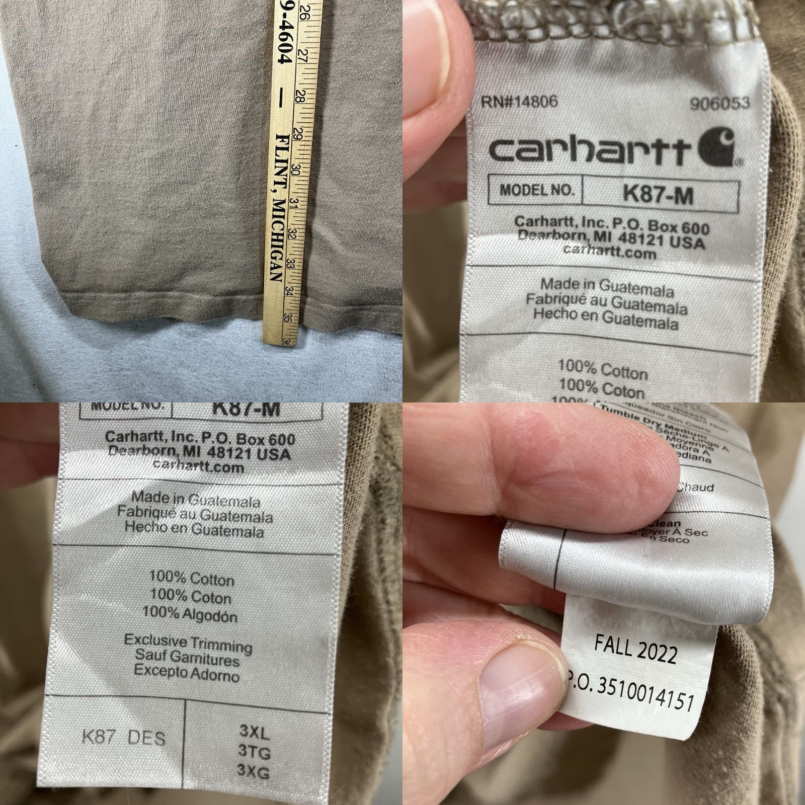 Carhartt Carhartt Mens T-Shirt 3XL Short Sleeve Crew Neck All Cotton Desert Sand Regular Fit Pockets Logo Vintage N/A Size US XXL / EU 58 / 5 - 9 Thumbnail