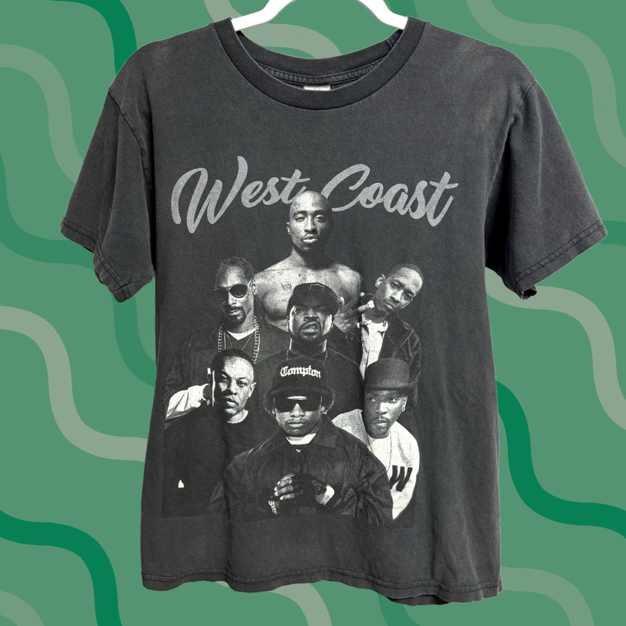 Vintage West Coast Rappers Shirt Adult Medium Black Hip Hop Graphic Print Mens, Men's