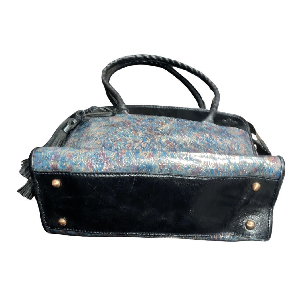 Patricia Nash Leather Shoulder Bag Metallic Blue Kimono Tapestry Artsy Size ONE SIZE - 6 Thumbnail