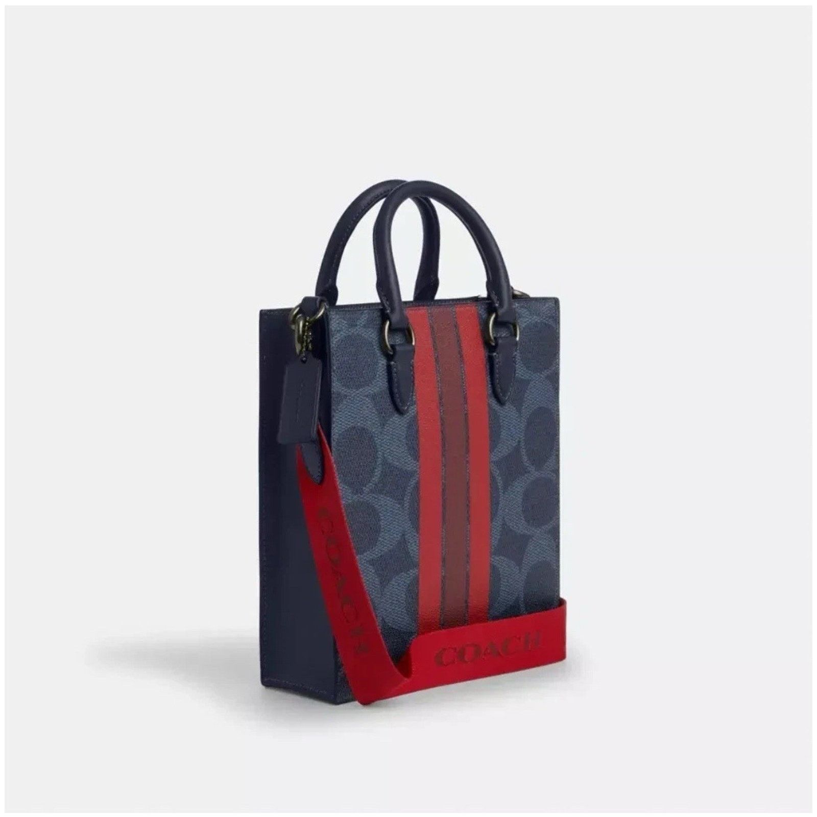 Coach NWT COACH Dylan Tote Bag Varsity Stripe CBI38 Midnight Navy Size ONE SIZE - 5 Thumbnail
