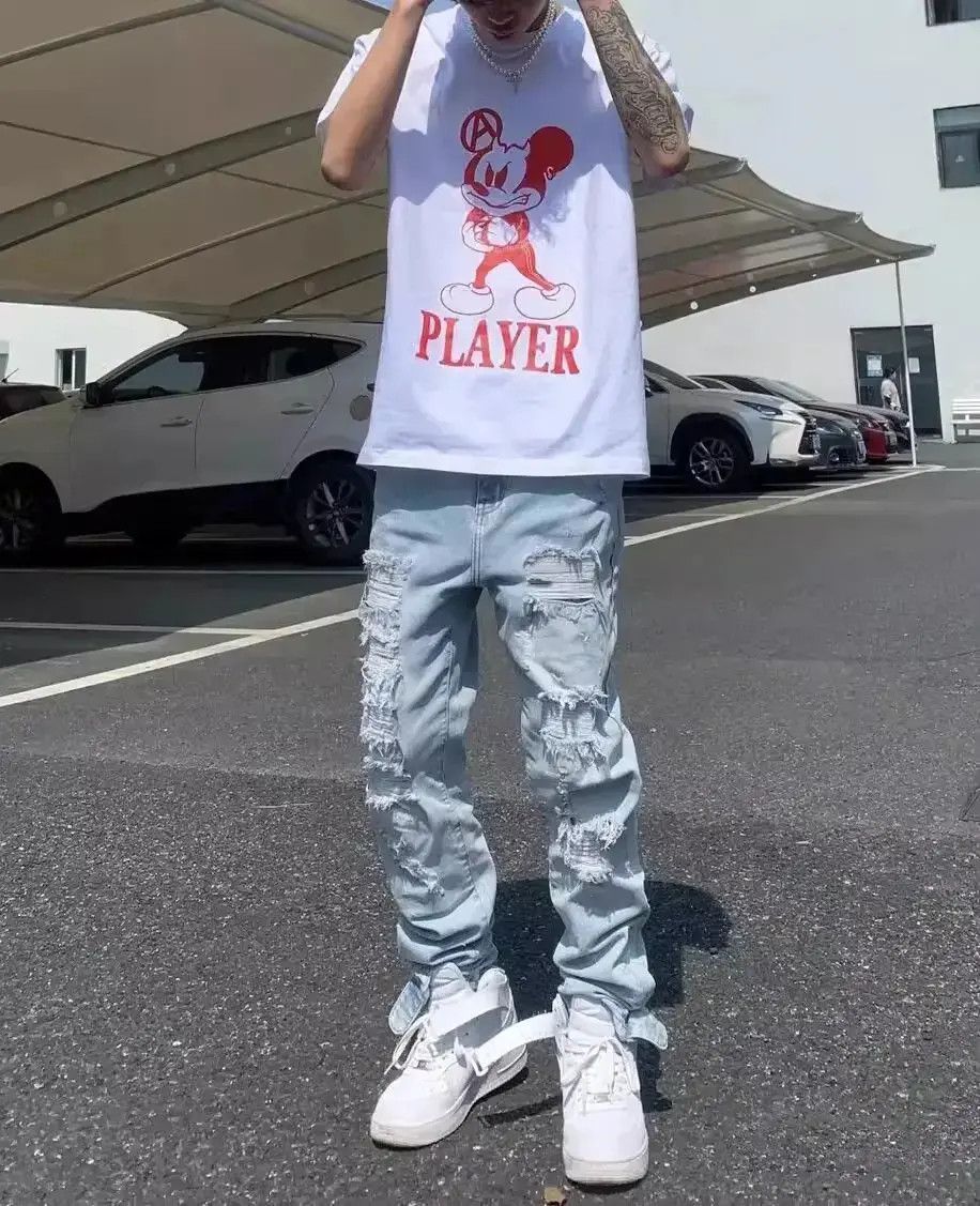 Japanese Brand Hip hop personalized slim fit distressed jeans Size US 32 / EU 48 - 4 Thumbnail