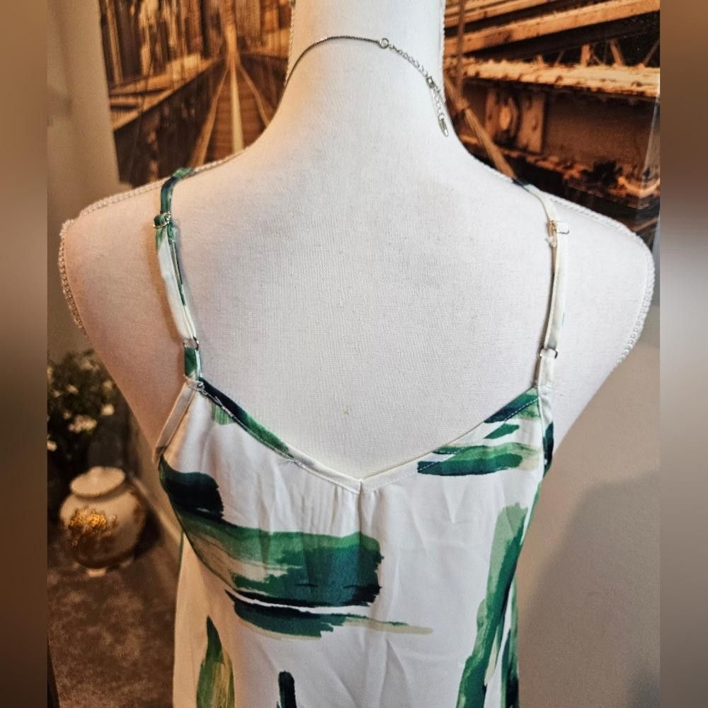 Designer Stylish Green Brushstroke Slip Dress Size S / US 4 / IT 40 - 4 Thumbnail