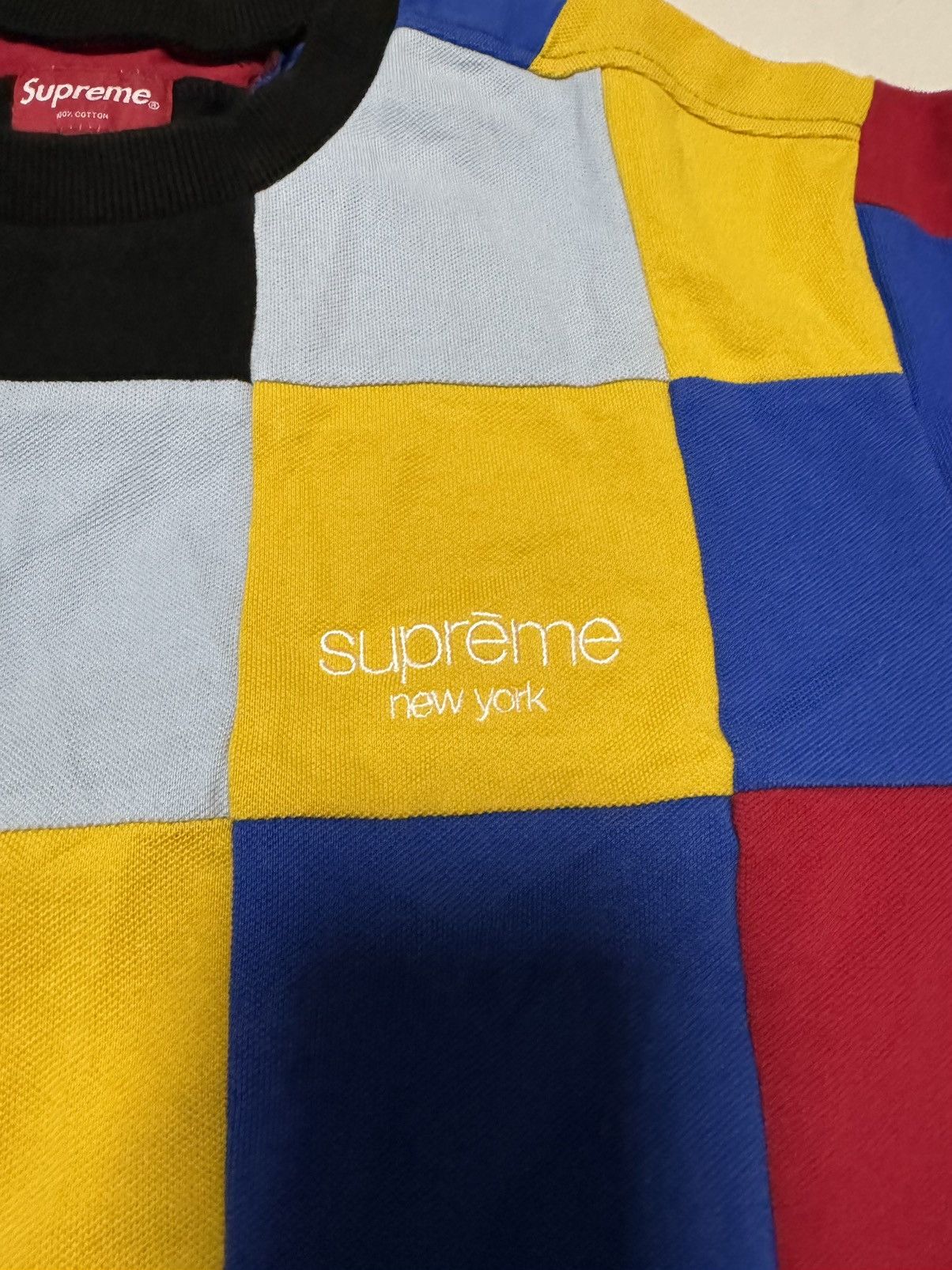 Supreme Supreme patchwork pique Tee red/yellow/blue Size US M / EU 48-50 / 2 - 4 Thumbnail