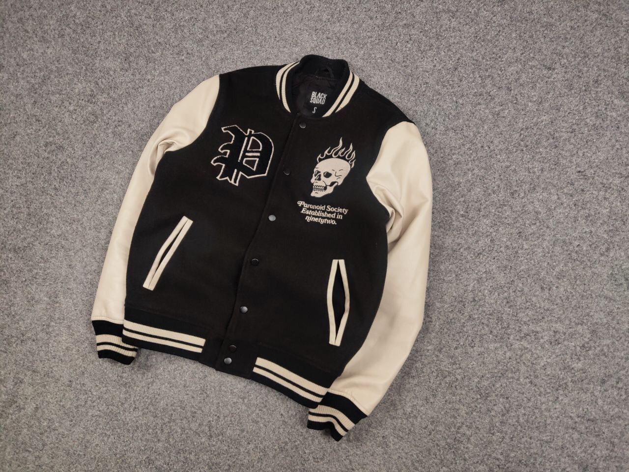 Japanese Brand Vintage Paranoid Society Letterman Varsity Bomber Jacket Size US S / EU 44-46 / 1 - 3 Thumbnail