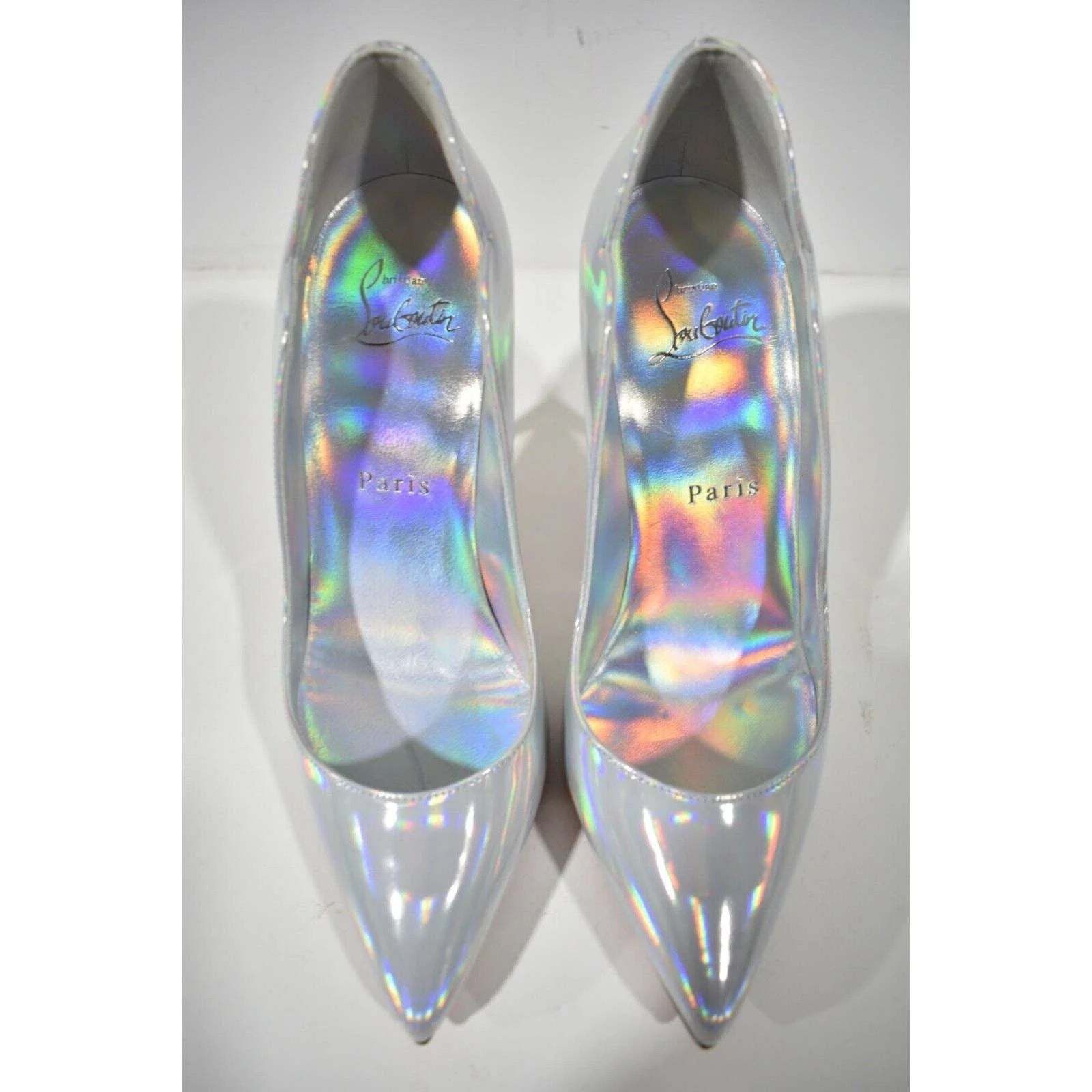 Christian Louboutin Hot Chick 100 Bianco White Patent Psychic AB Heel Pump 38 Size US 8 / IT 38 - 7 Thumbnail