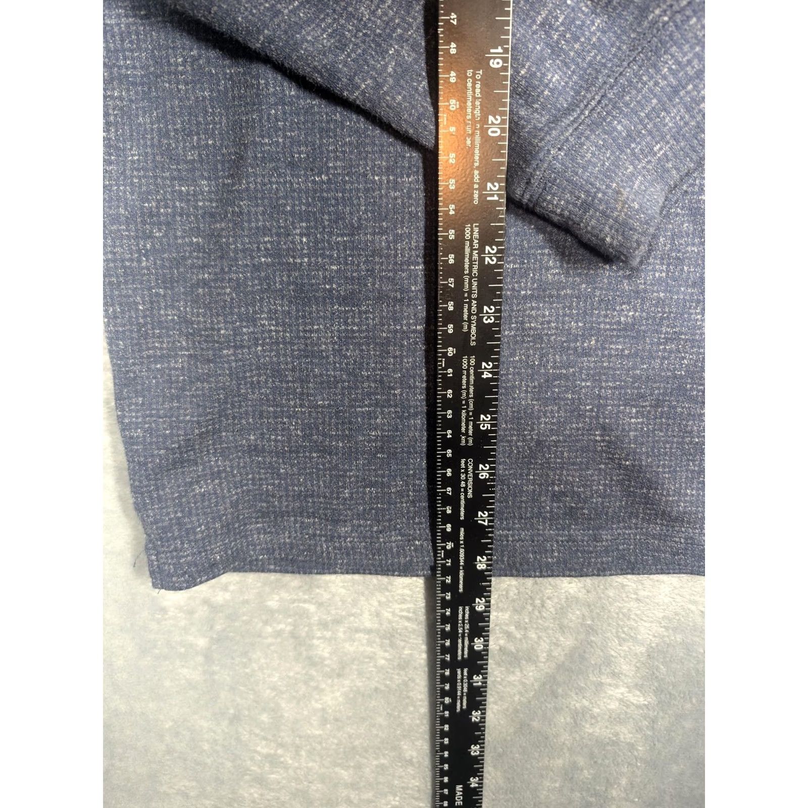 johnnie-O johnnie-O Pullover Mens XL Blue Heather Waffle Knit Button Mock Neck Sweater Size US XL / EU 56 / 4 - 2 Thumbnail