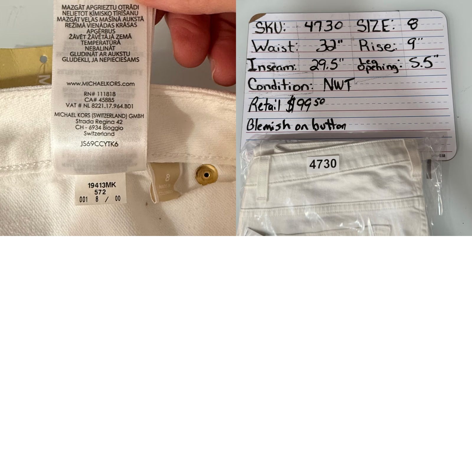 Michael Kors Michael Kors Izzy Skinny Jeans 8 White Gold Hardware Designer JS69CCYTK6 Coastal Size 30" / US 8 / IT 44 - 8 Thumbnail