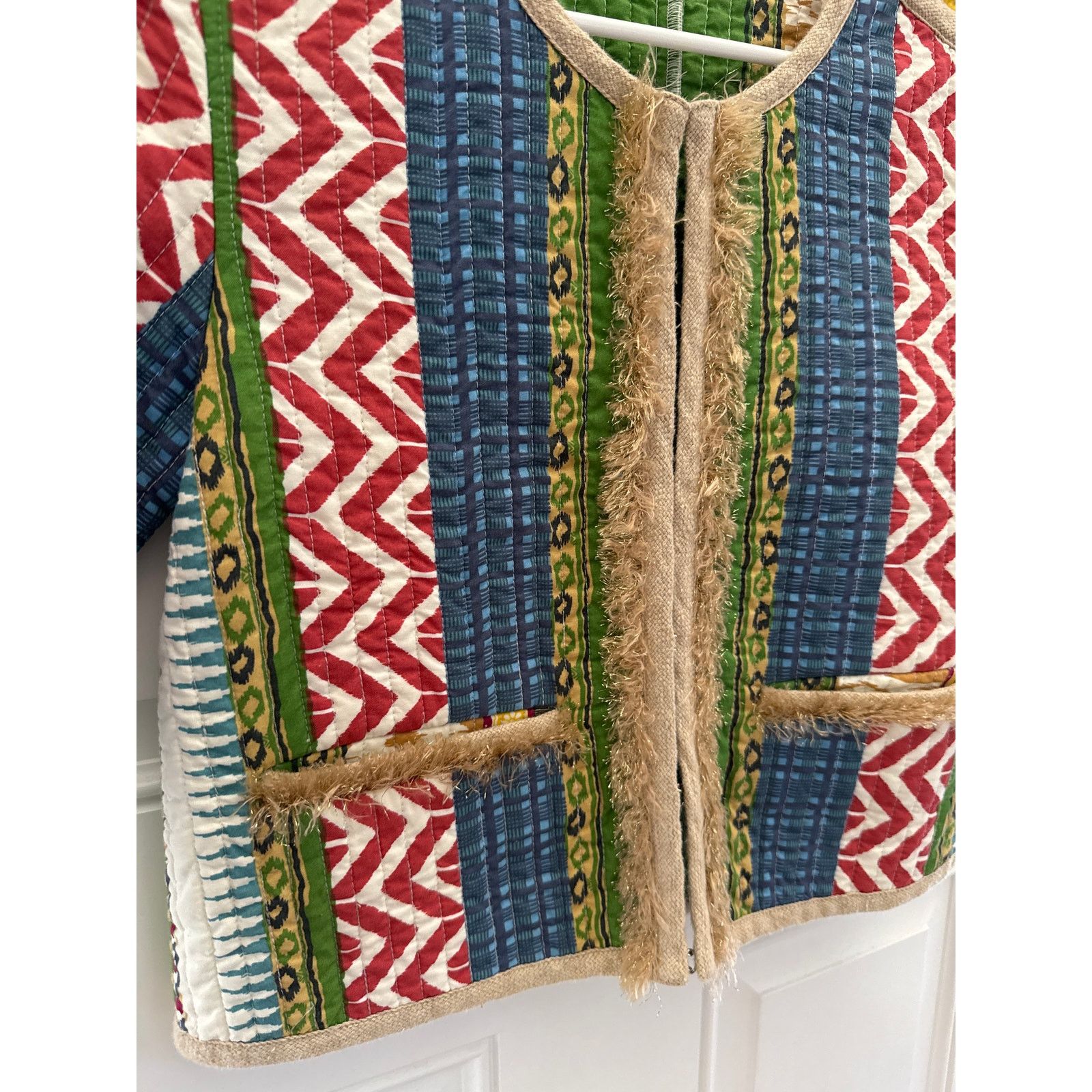 Other Cropped Boho chic quilted colorful fringed jacket x small Size XS / US 0-2 / IT 36-38 - 15 Thumbnail