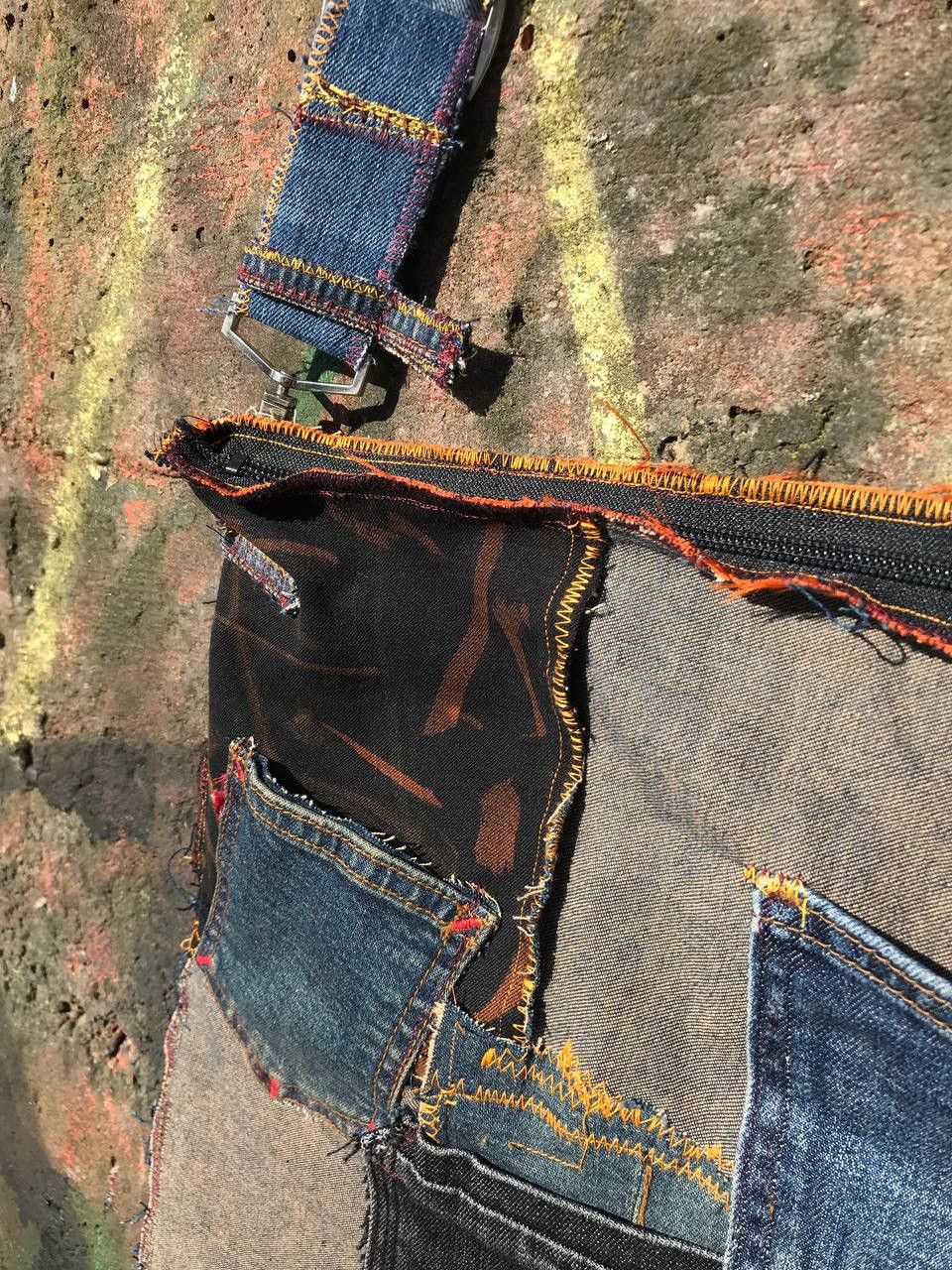 Handmade Custom 1-of-1 Metallica Patchwork Bag/Upcycled Denim & Suede Size ONE SIZE - 11 Thumbnail