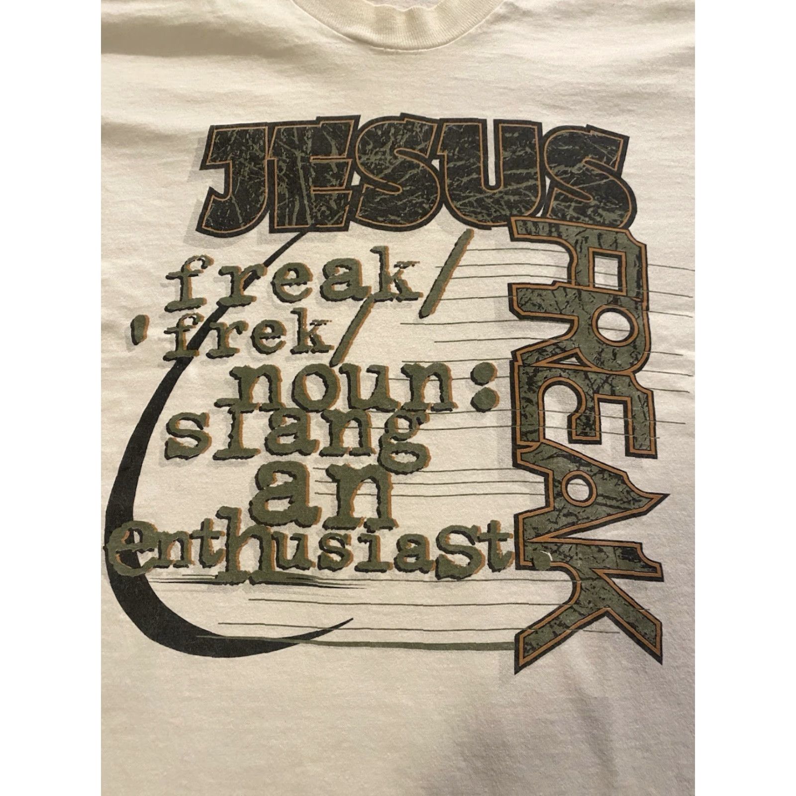 Fruit Of The Loom VINTAGE Fruit of the Loom T-Shirt 2XL White Crew Neck Short Sleeve Double-Sided Jesus Freak Graphic Print 90s Retro Religion Mens Size US XXL / EU 58 / 5 - 6 Thumbnail
