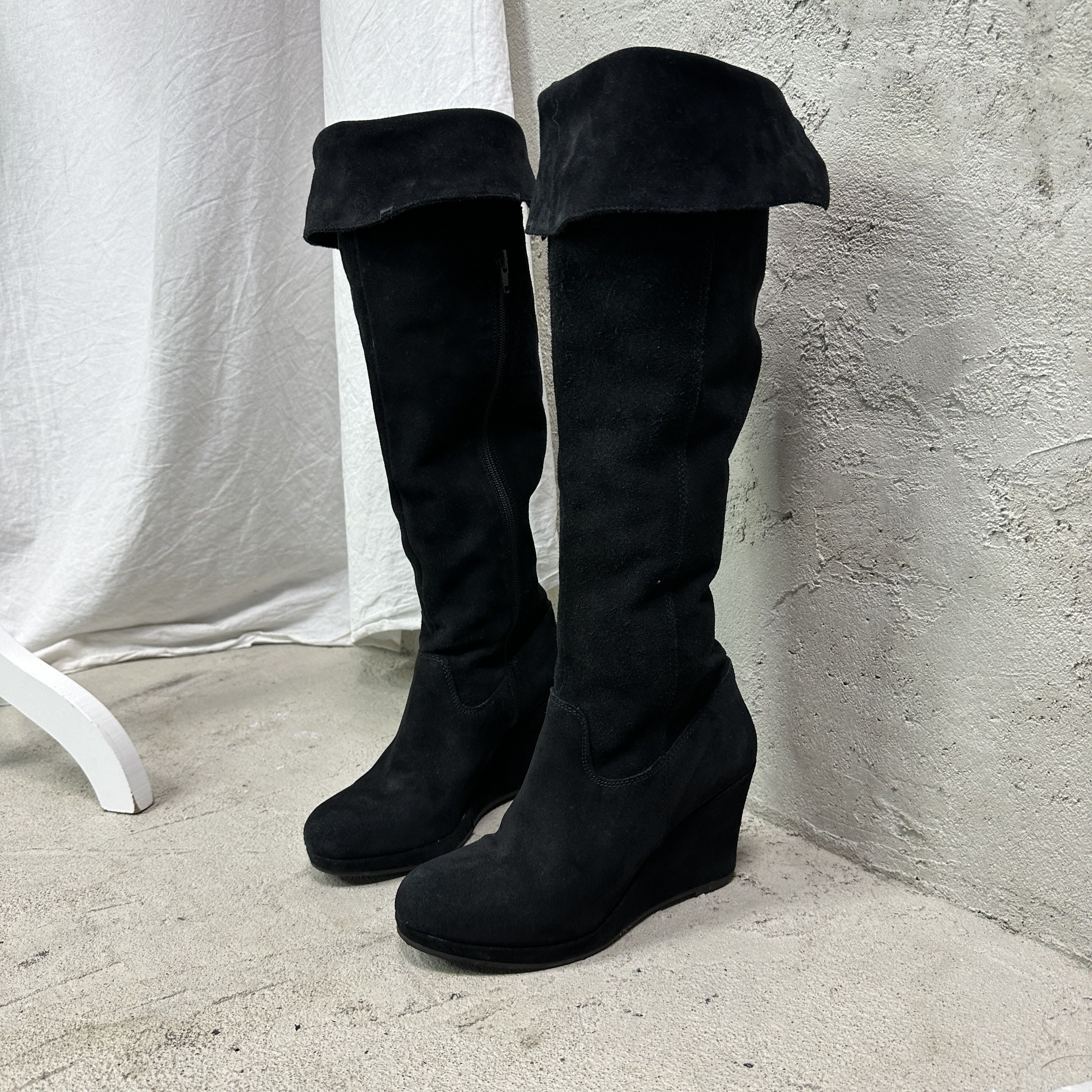 Vintage Vintage Leather Platform Wedgne Knee High Boots Y2K Size US 9 / IT 39 - 2 Thumbnail