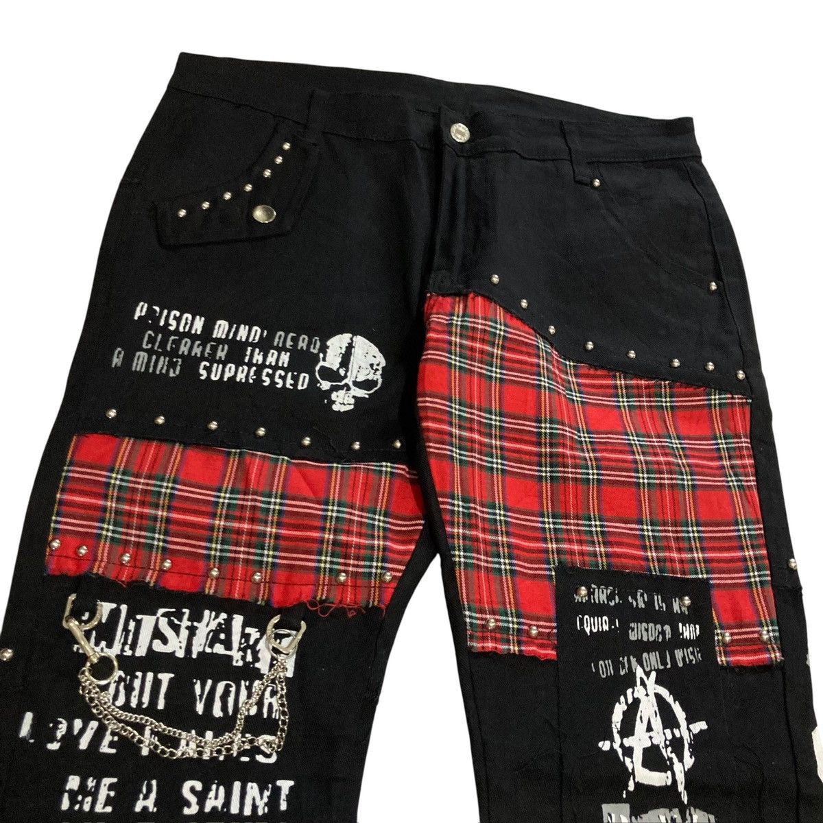 Hysteric Glamour JAPANESE BRAND - Patchwork Studded Chain Punk Design Vkei Size US 34 / EU 50 - 2 Thumbnail