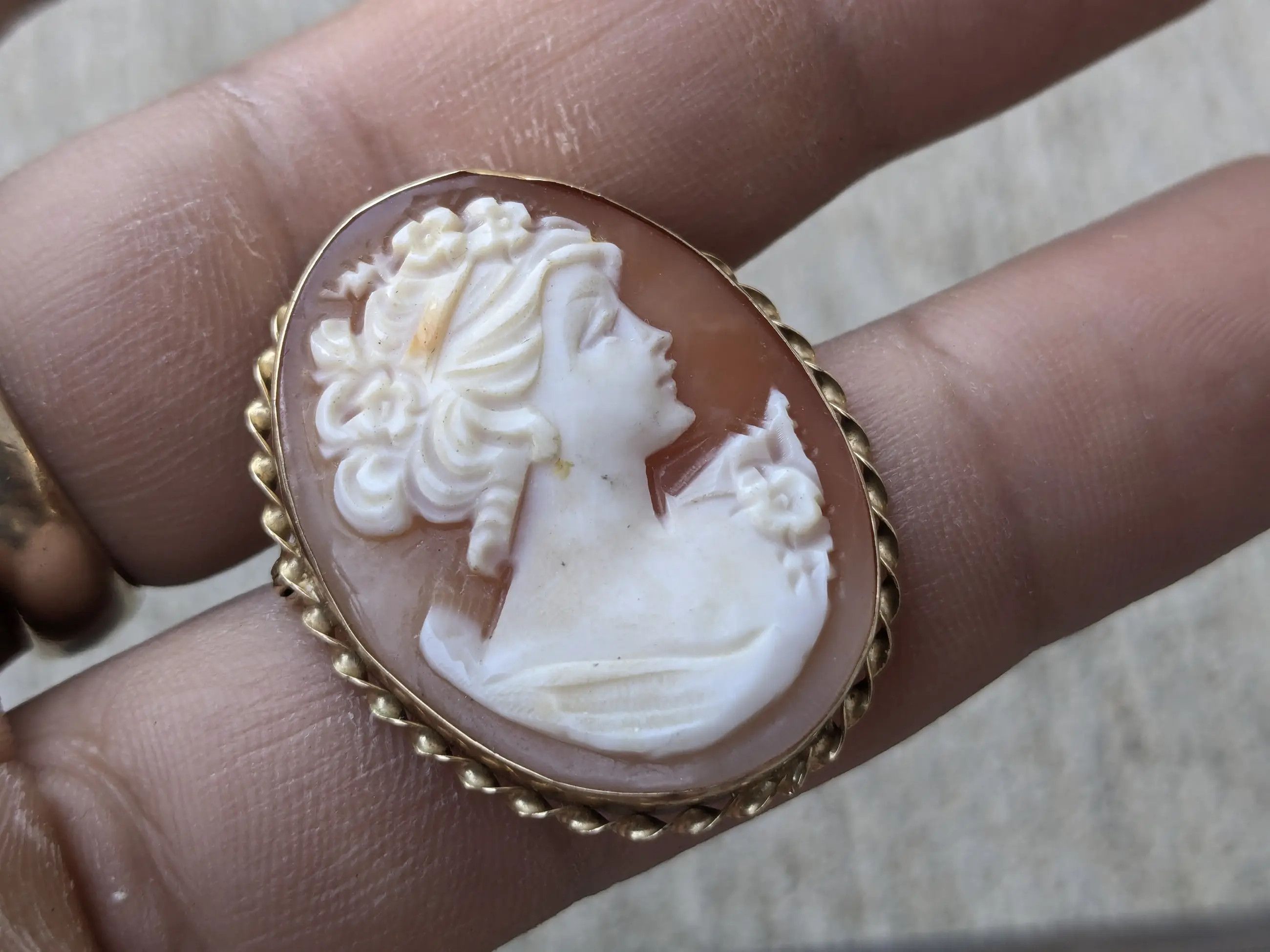Jewelry 14k Gold Brooch Bust Cameo Antique Vintage Size ONE SIZE - 9 Thumbnail