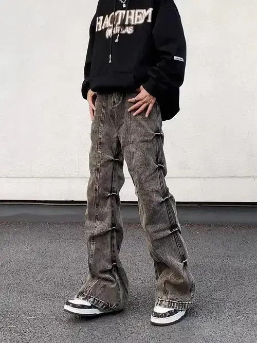 Japanese Brand × Jean Vintage washed pleated bootcut denim trousers Size US 32 / EU 48 - 3 Thumbnail
