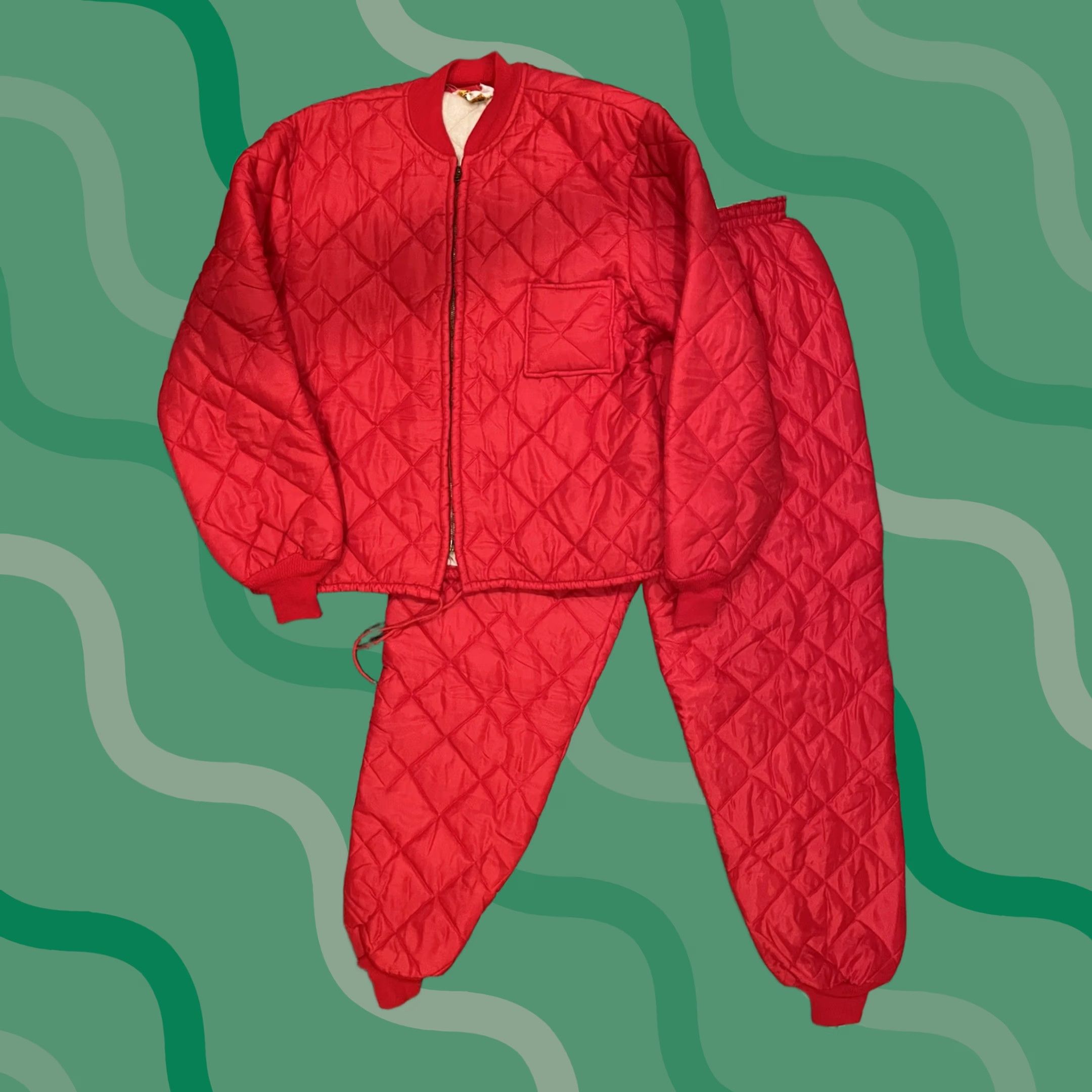 Vintage VTG 50’s Western Fields Hawthorne Montgomery Ward Ski Jacket Pants Mens L Red Field Jacket Pants Mens L 1950s 1960s Hunting Size US 33 - 1 Thumbnail
