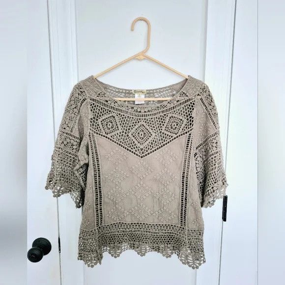 Other Democracy Embroidered Crochet Short Sleeve Top NWOT Size S / US 4 / IT 40 - 6 Thumbnail
