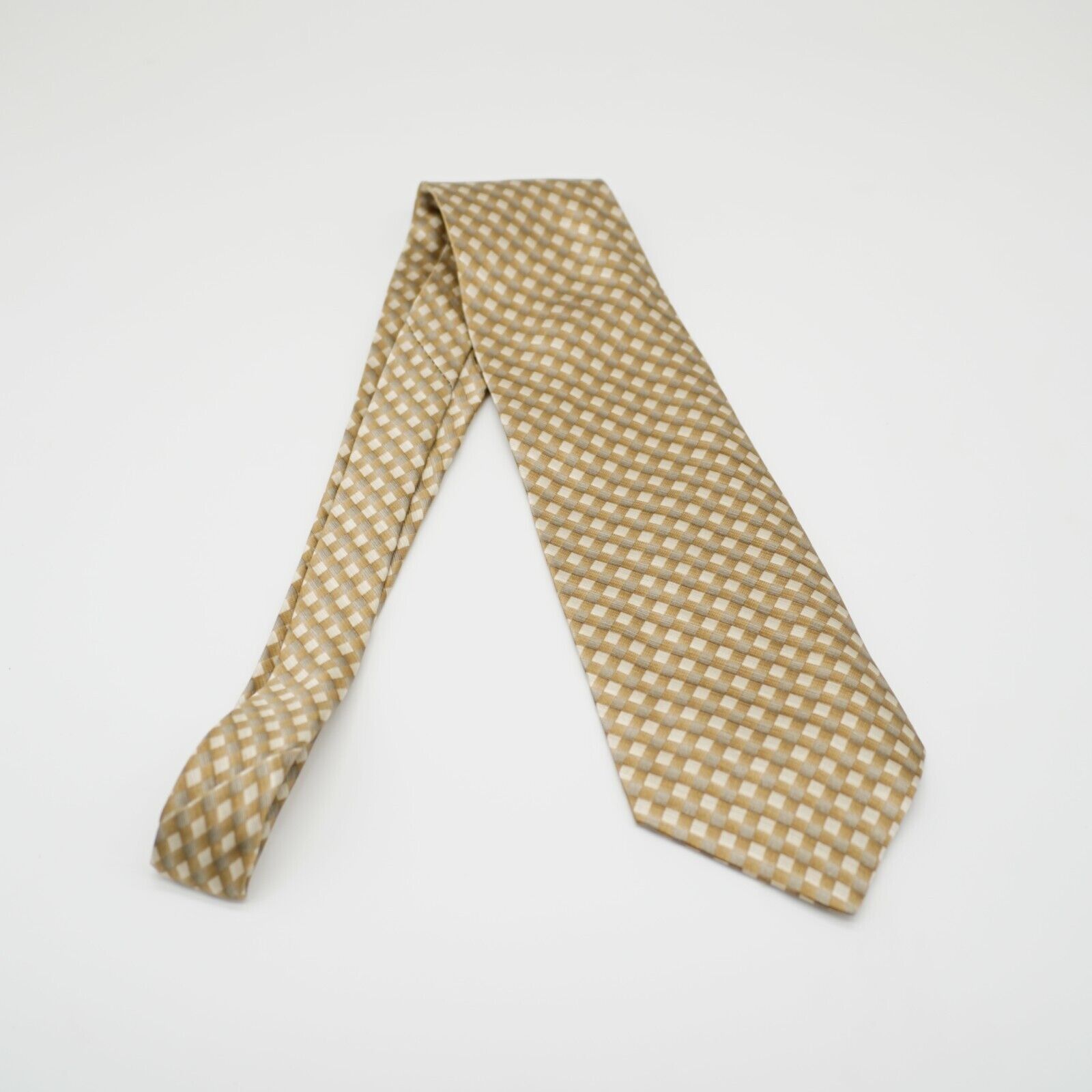 Stafford Stafford Tan Brown Plaid Print Wide Silk Tie Size ONE SIZE - 6 Thumbnail