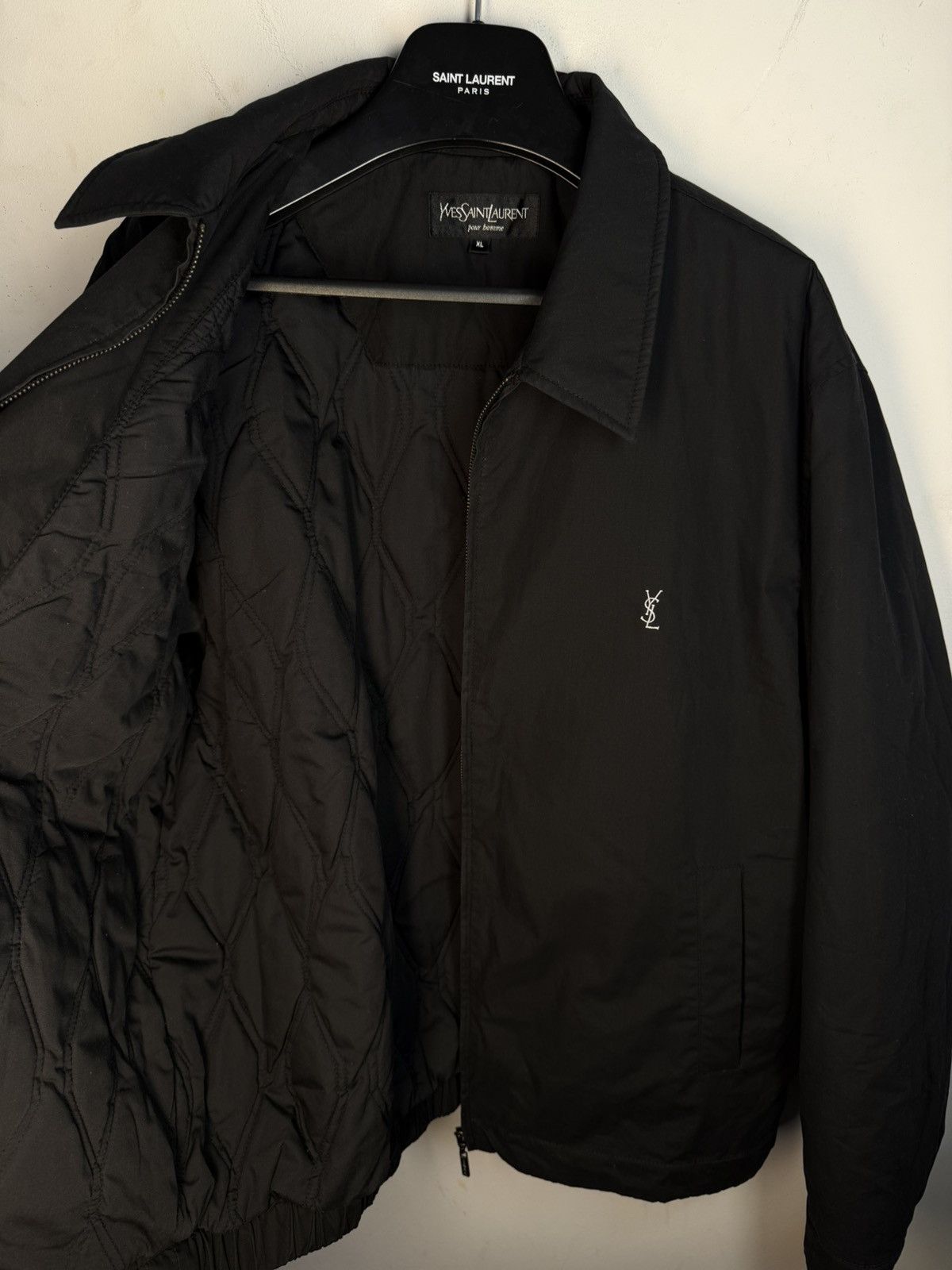 Black YSL Jacket Warmed Bomber Quilted Vintage Y2k zip up