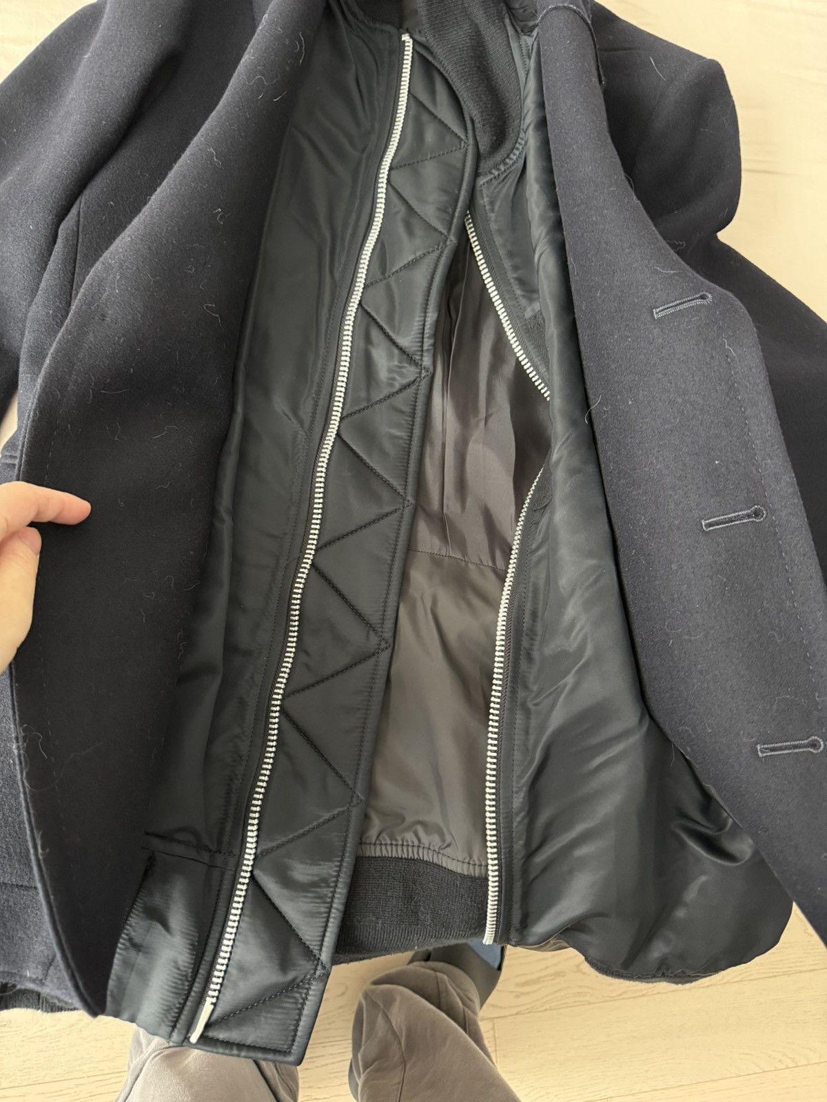Sacai Navy Sacai Wool Coat w/ Bomber details Size US M / EU 48-50 / 2 - 5 Thumbnail