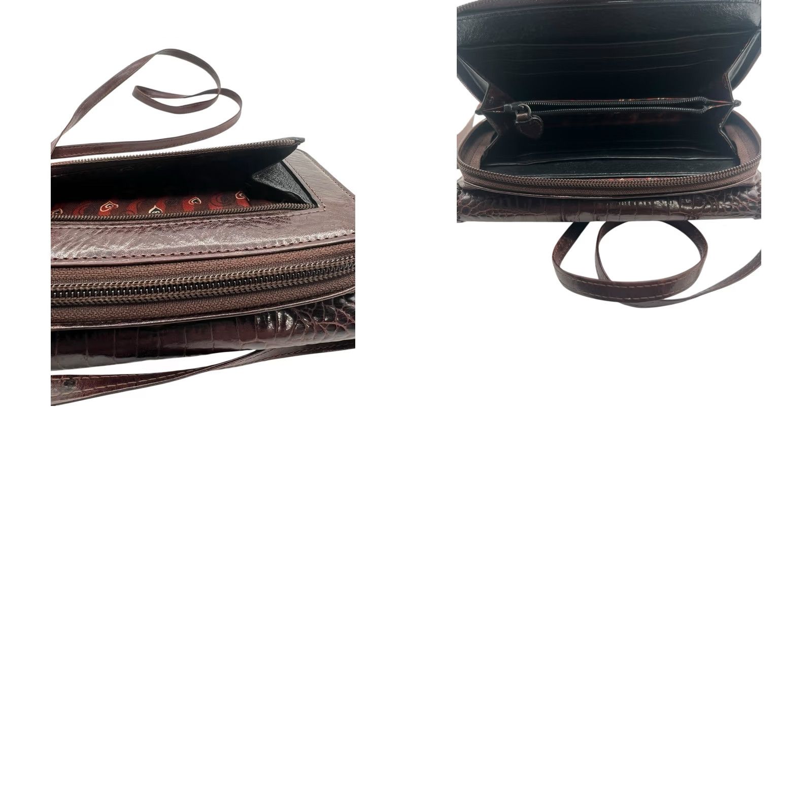 Brighton BRIGHTON Brown Croc Leather Whip-Stitch Crossbody Wallet Clutch Organizer Womens Crossbody Clutch Wallet Size ONE SIZE - 8 Thumbnail