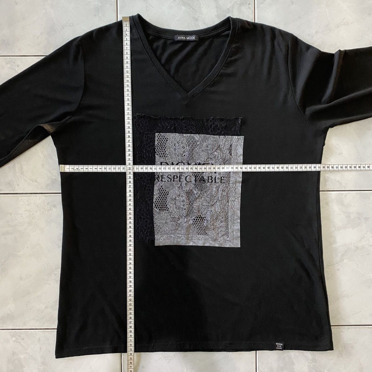 Japanese Brand Avail Mode Black Longsleeve “Dignity Respectable” Lace Patch Size 4XL / US 24-26 - 19 Thumbnail