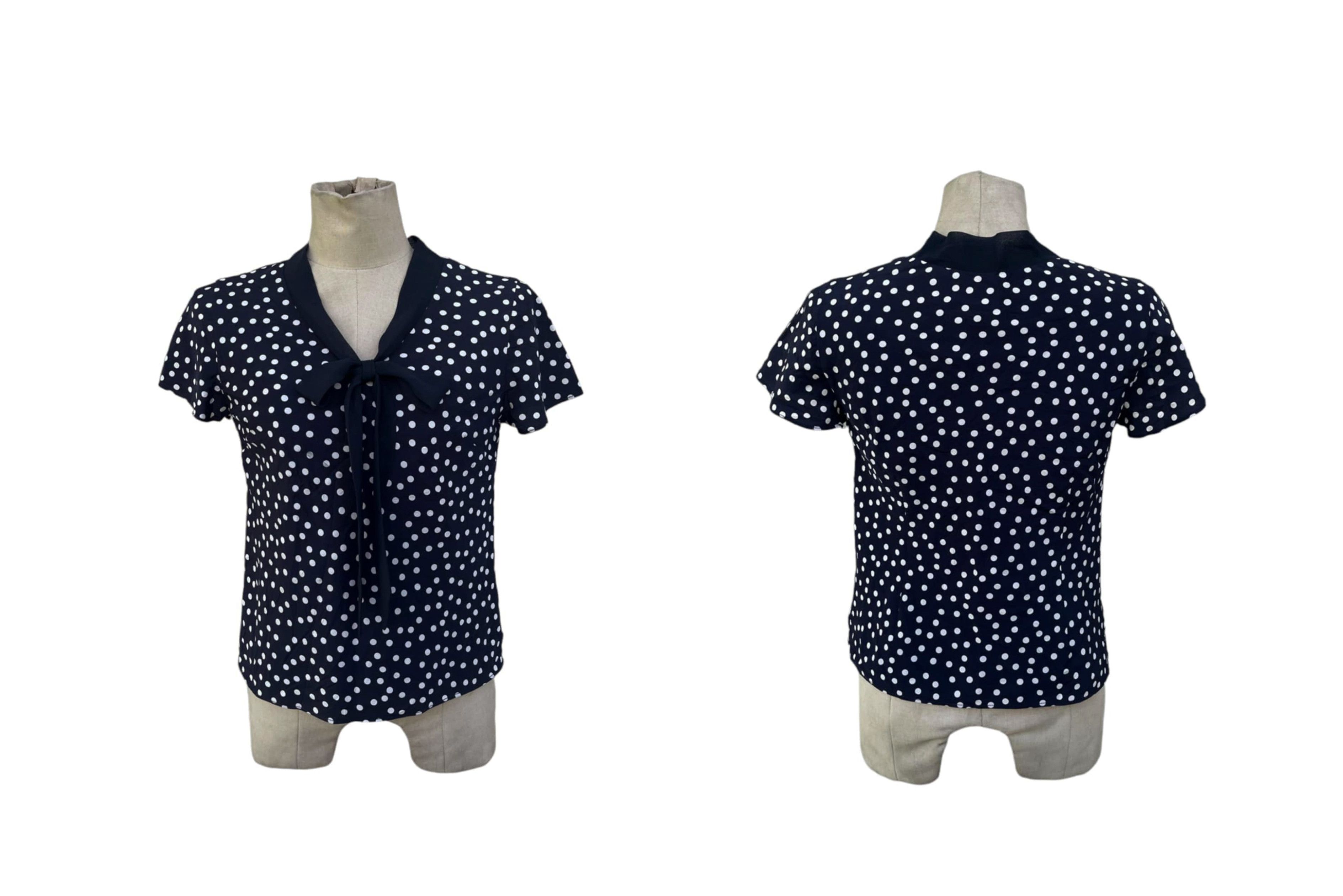 Laura Ashley LAURA ASHLEY pussy bow collar top, polka dot Ascot top Size M / US 6-8 / IT 42-44 - 8 Thumbnail