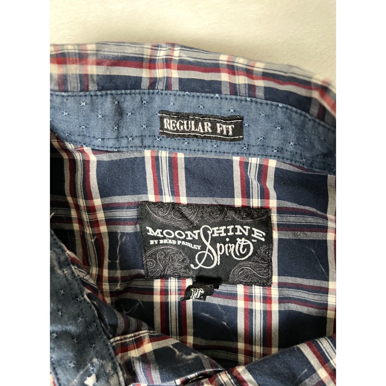 Vintage Moonshine Spirit Shirt Mens Large Blue Plaid Western Snap Front Regular Fit Size US L / EU 52-54 / 3 - 3 Thumbnail