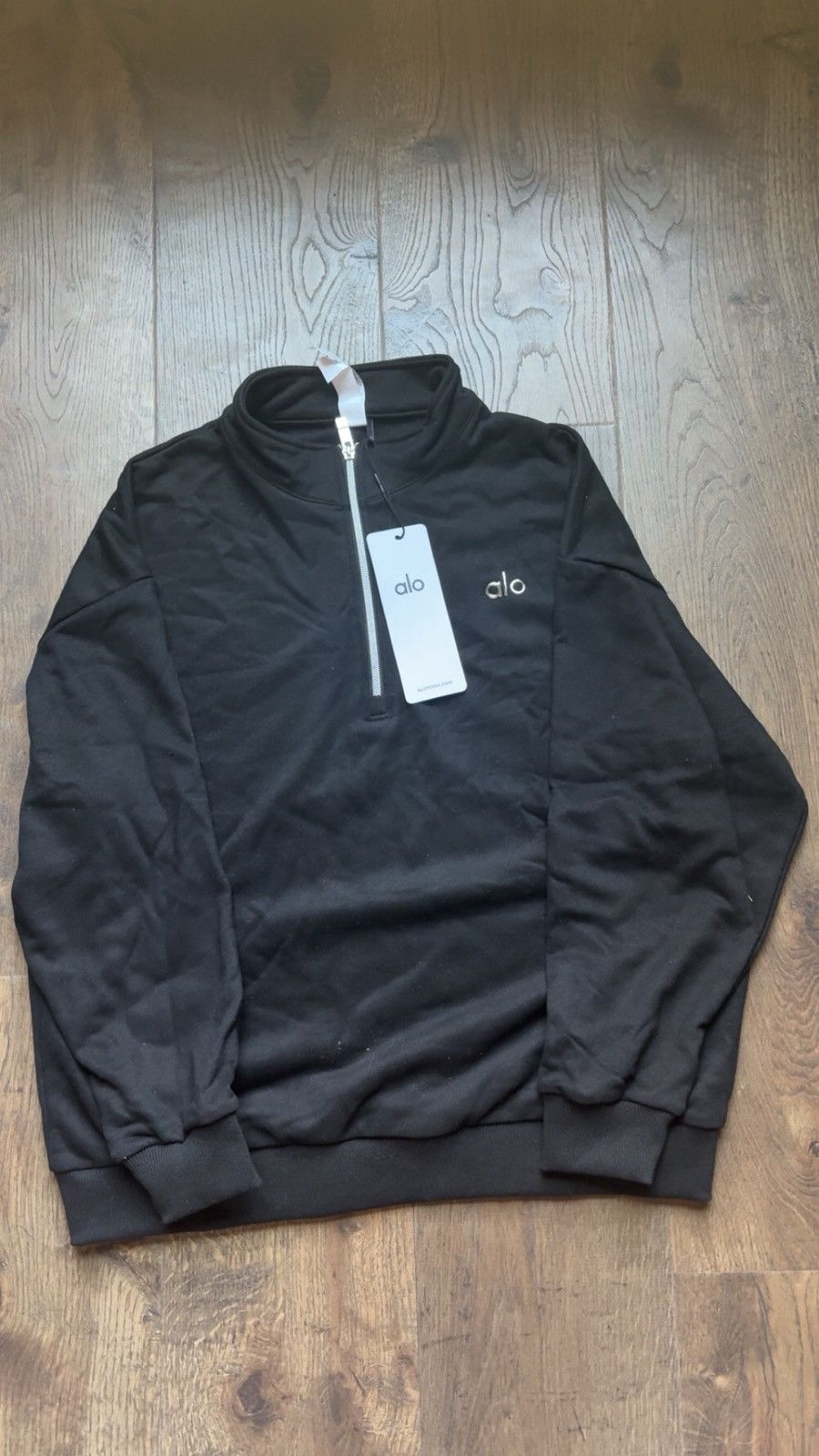 Alo ALO Black 1/4 Zip Logo Pullover Sweatshirt Men's Long Sleeve Size US M / EU 48-50 / 2 - 1 Thumbnail