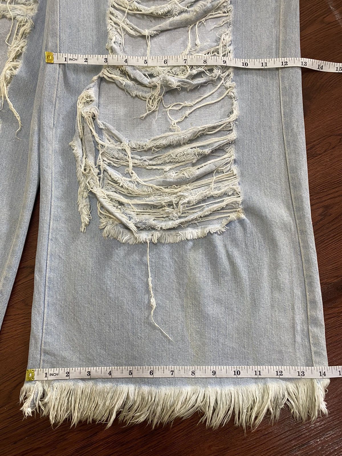 Japanese Brand Vintage Y2K Japanese MidRise Ripped Woman Baggy Frayed Pants Size 31" - 7 Thumbnail