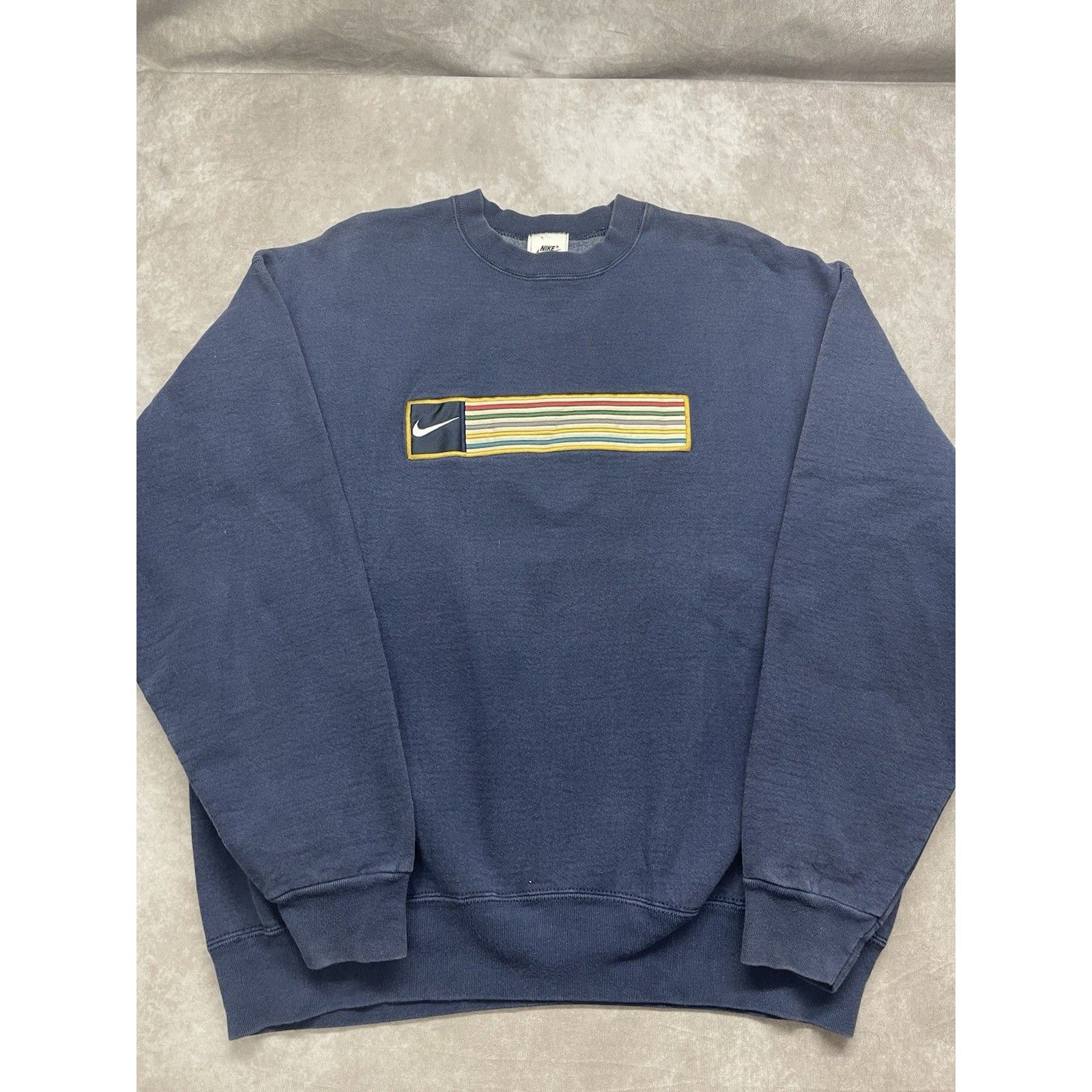 Nike VTG 90s Nike XL Crewneck Sweatshirt Made in USA Multi Stripe Size US XL / EU 56 / 4 - 1 Thumbnail