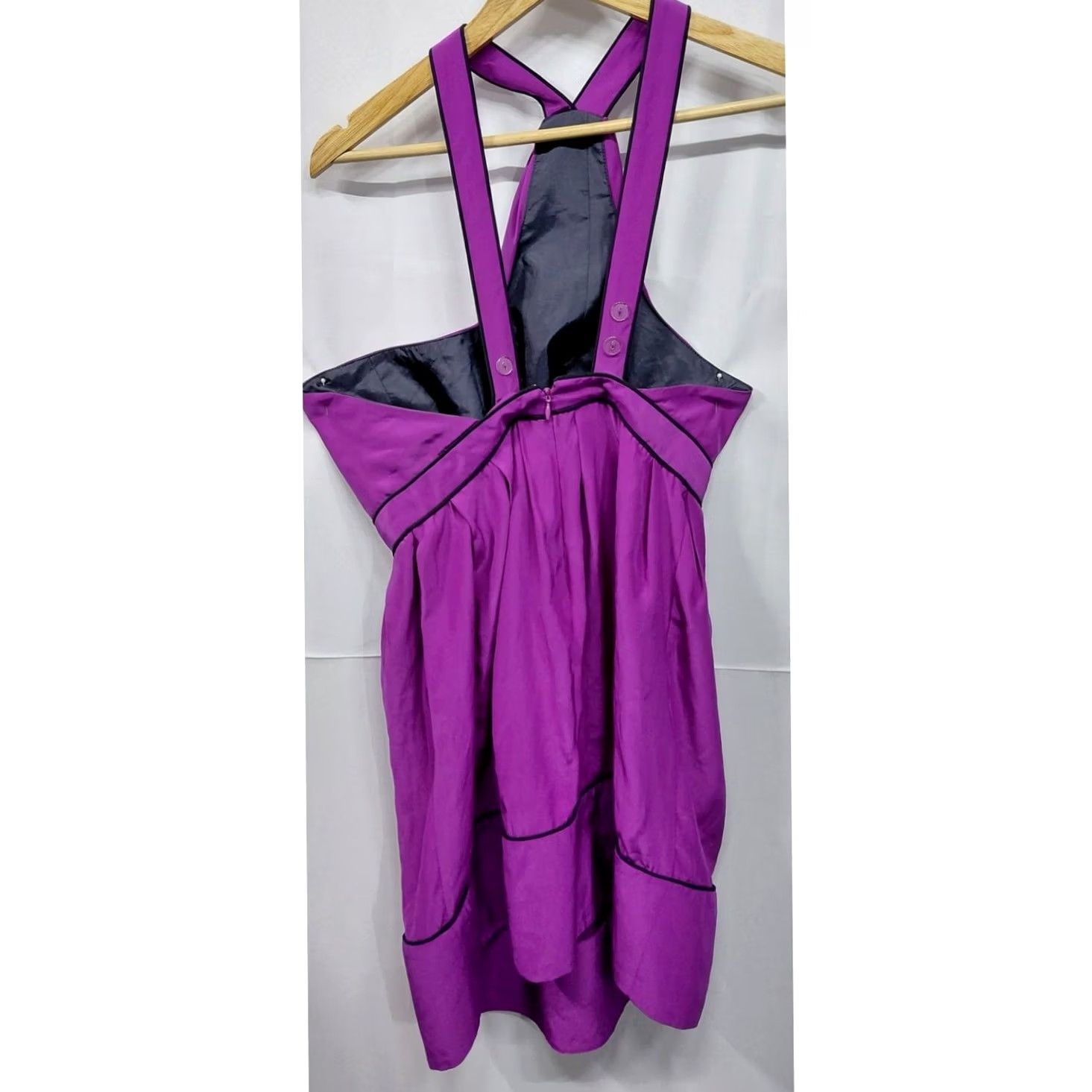 Vintage THREAL SOCIAL Purple One Shoulder Dress Solid Sleeveless Short Women Size 6 Size 28" / US 6 / IT 42 - 2 Thumbnail