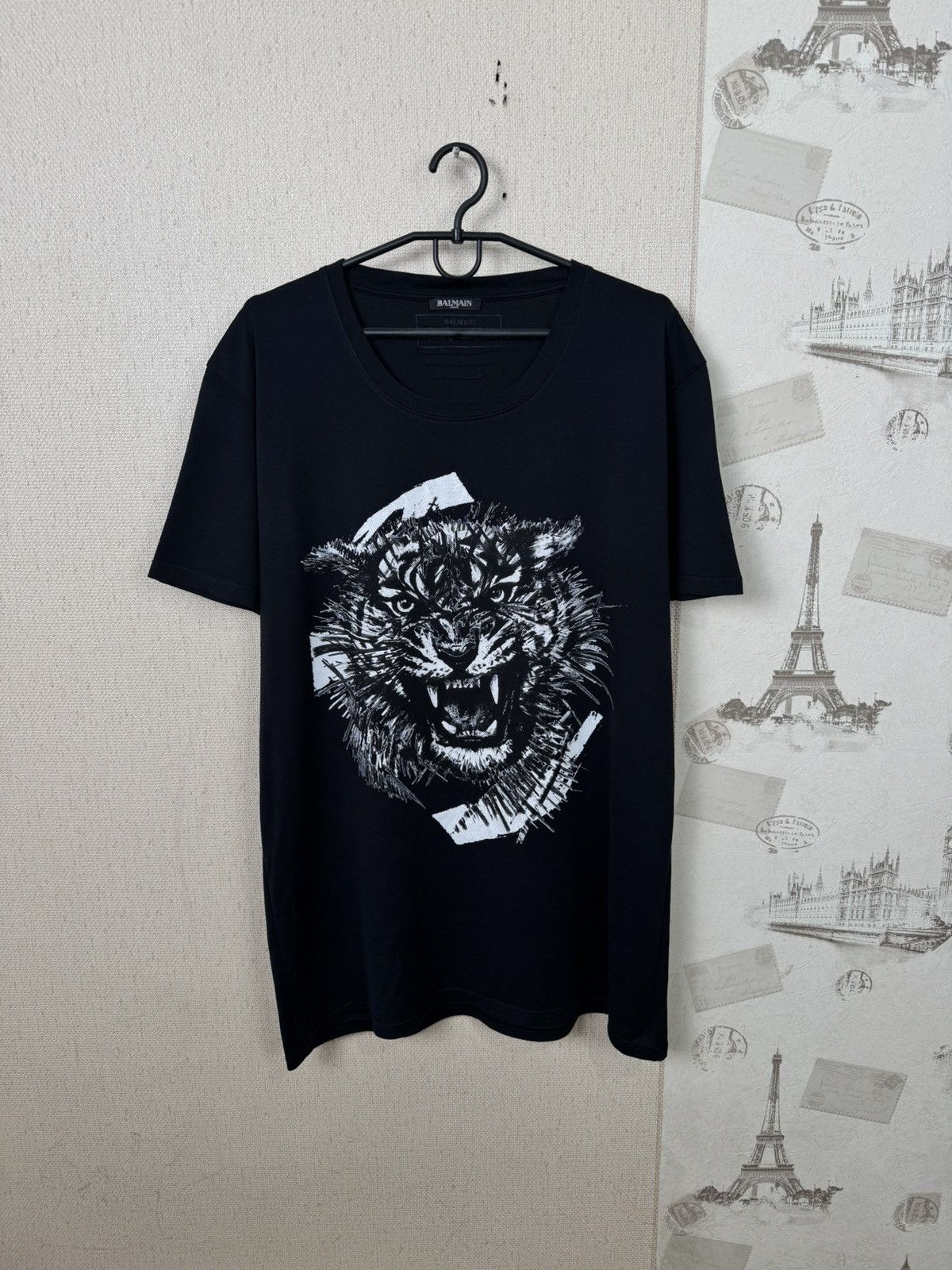 Balmain T shirt Tiger Print Luxury Black XL