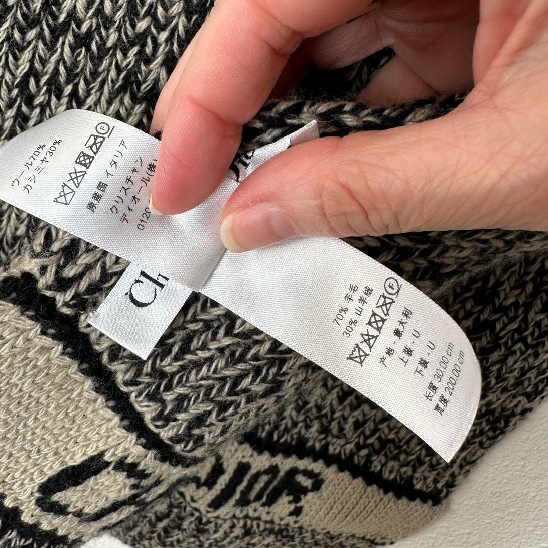 Christian Dior Monsieur Christian Dior Beige Black Marled Wool Cashmere Blend Scarf Size ONE SIZE - 10 Thumbnail
