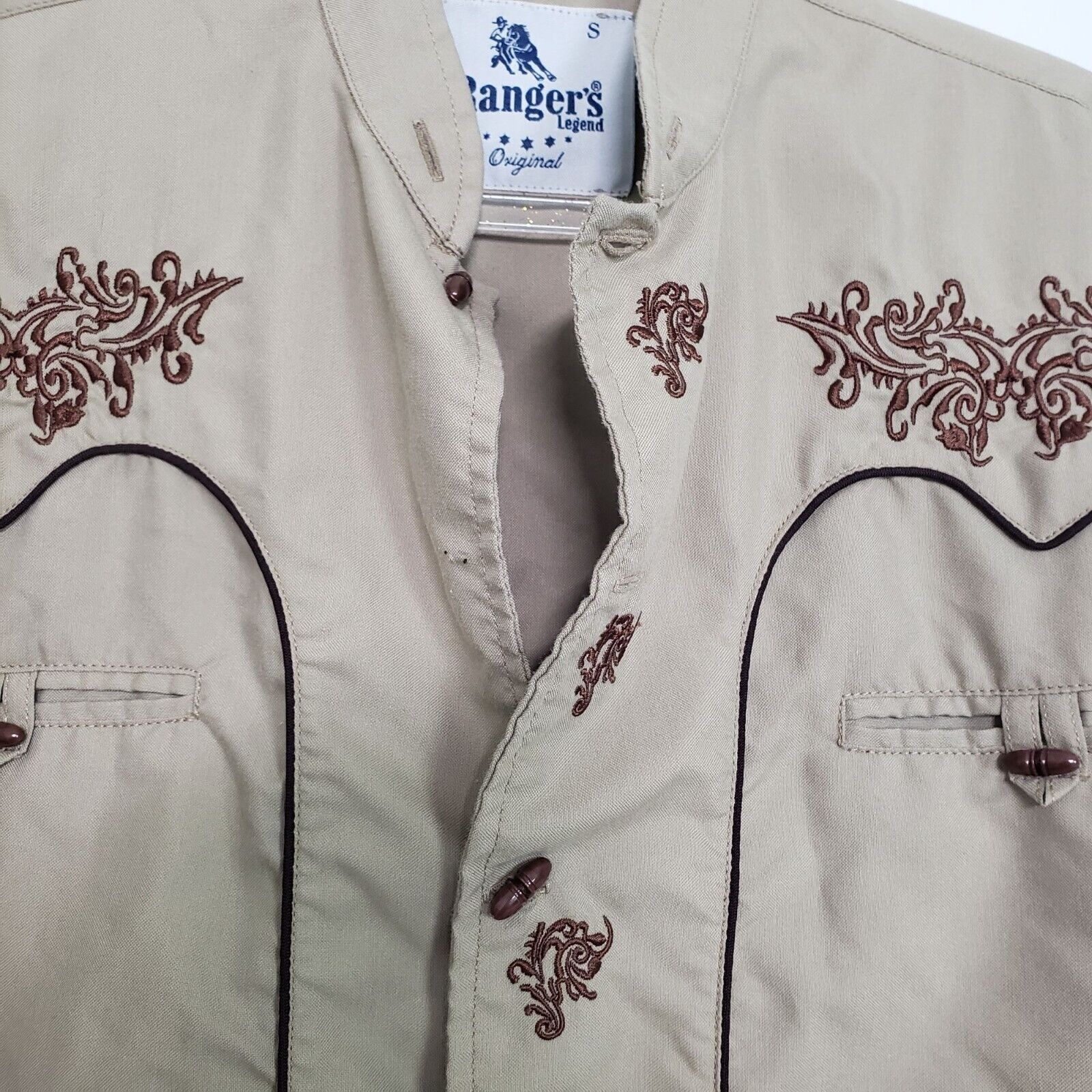 Designer Rangers Legend Embroidered Shirt Mens Size Small Brown Size S / US 4 / IT 40 - 3 Thumbnail