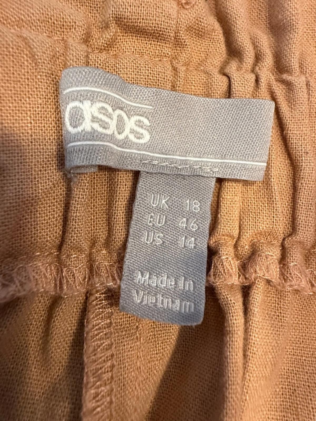 Asos ASOS paper bag linen blend shorts light brown/ tan SZ 14 Size 36" / US 14 / IT 50 - 4 Thumbnail