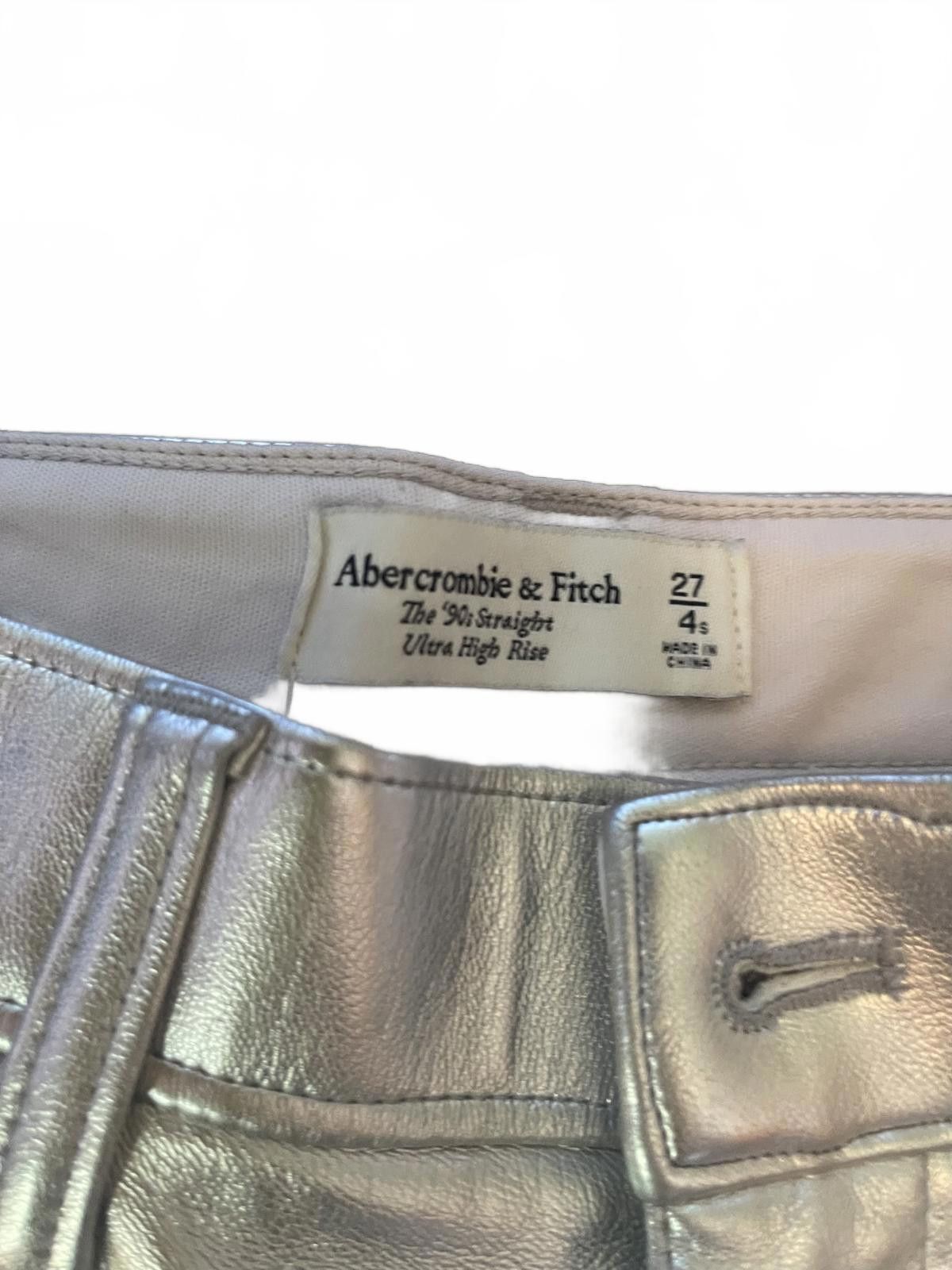 Abercrombie & Fitch Abercrombie and Fitch high-rise silver faux leather pants Size 27" / US 4 / IT 40 - 3 Thumbnail