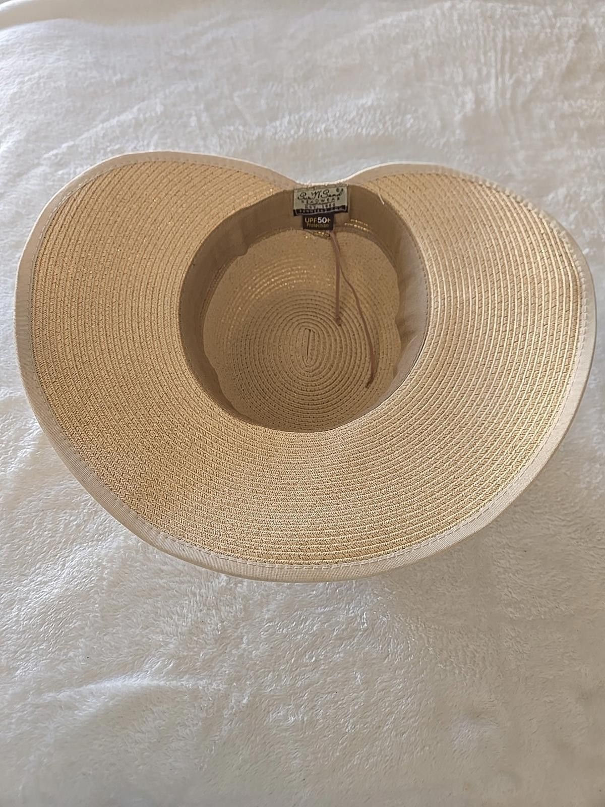 Other Sun 'N' Sand UPF 50+ Woven Tan / Gold Wide Brim Straw Hat Size ONE SIZE - 7 Thumbnail