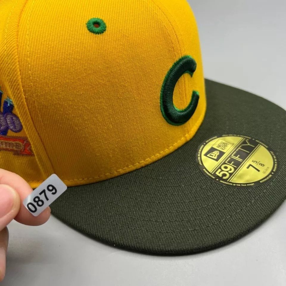 New Era Chicago Cubs Hat Men 7 5/8 Yellow 59Fifty New Era Fitted Cap Size ONE SIZE - 9 Thumbnail