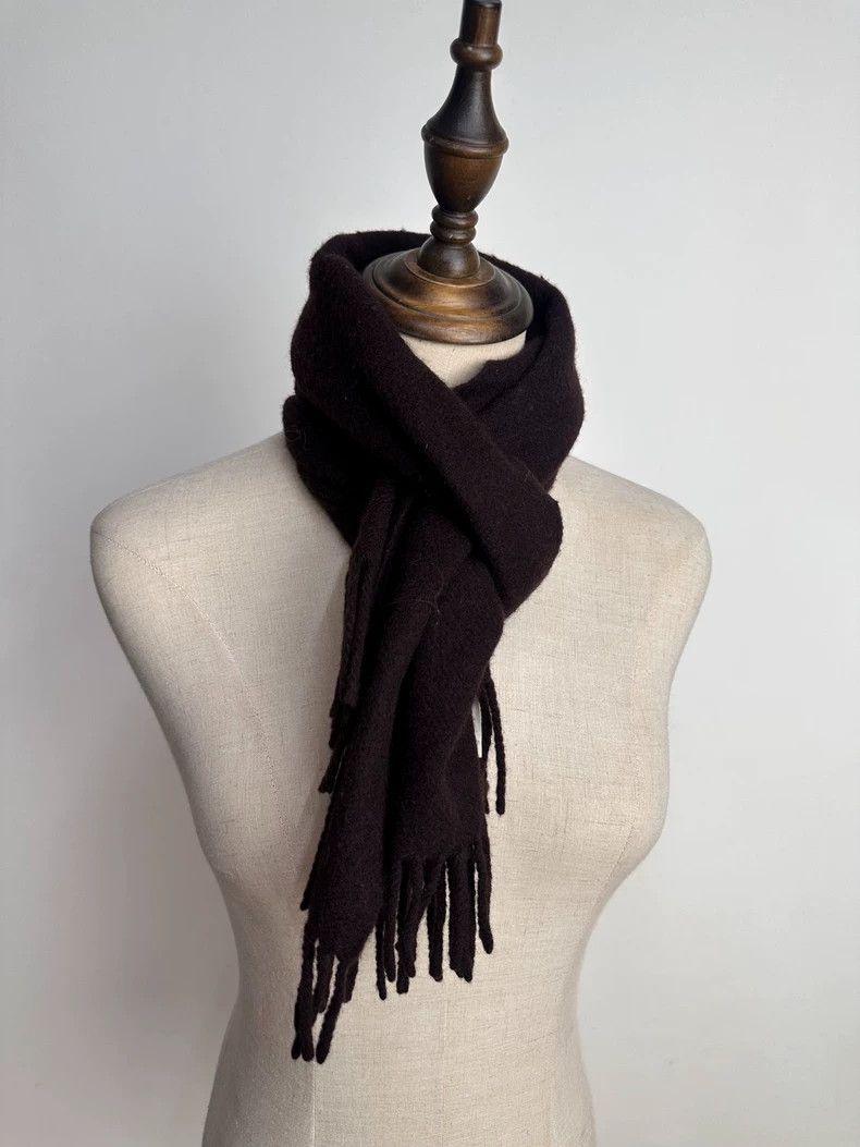 Yohji Yamamoto Yohji Yamamoto Wool and cashmere-blend dark brown scarf 250 Size ONE SIZE - 2 Thumbnail