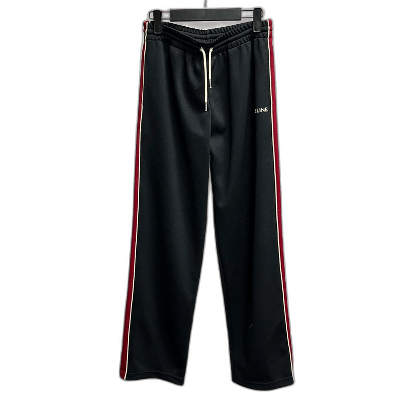 Celine Celine Black Letter Print Drawstring Casual Pants Size US 30 / EU 46 - 1 Thumbnail