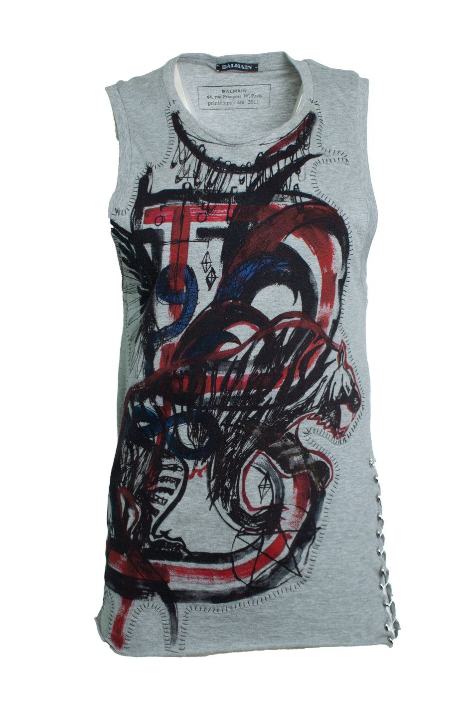 Balmain Balmain, Punk patched tiger tanktop Size XS / US 0-2 / IT 36-38 - 1 Thumbnail