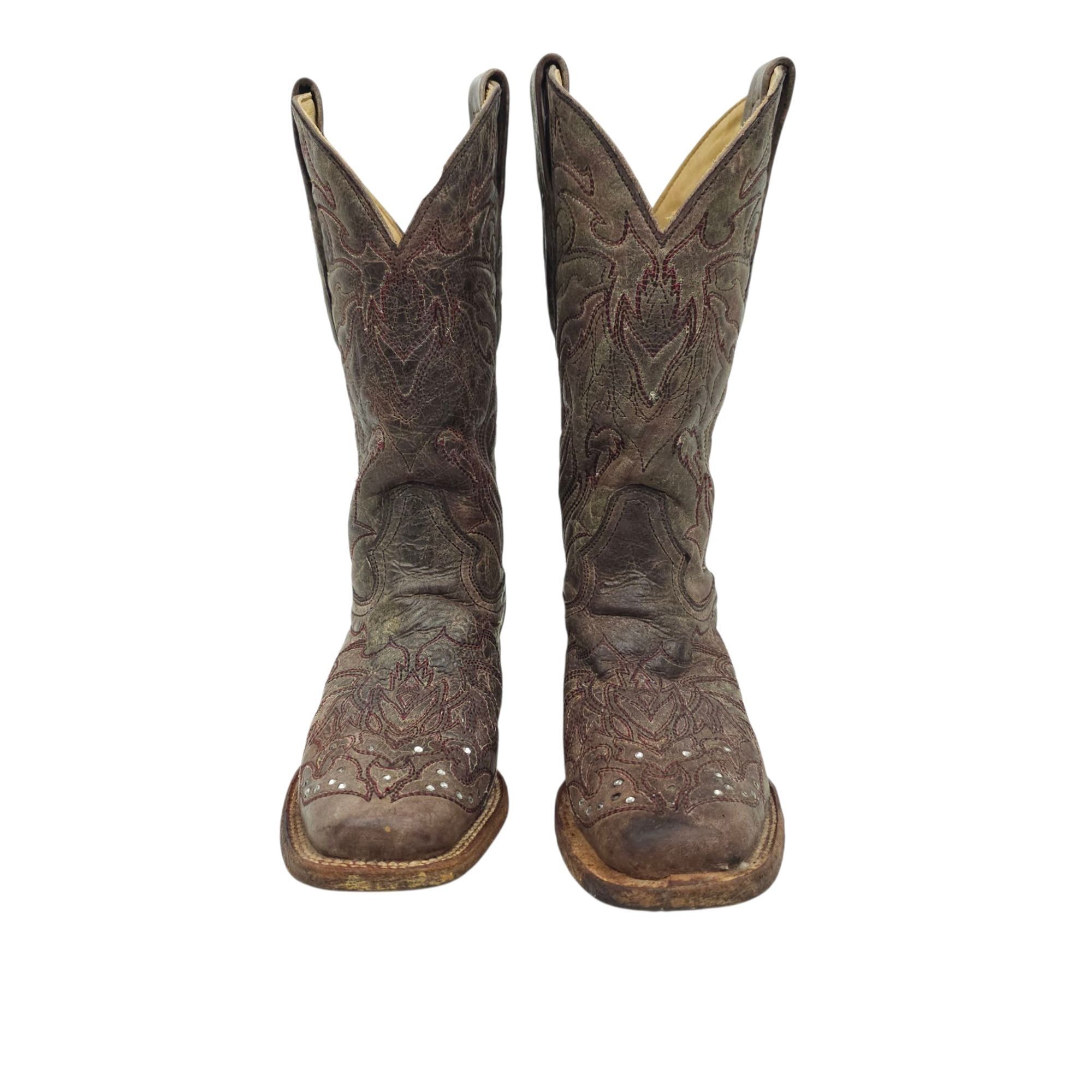 Corral Corral Western Boots Leather Women 6.5M Cross Stud Size US 6.5 / IT 36.5 - 5 Thumbnail