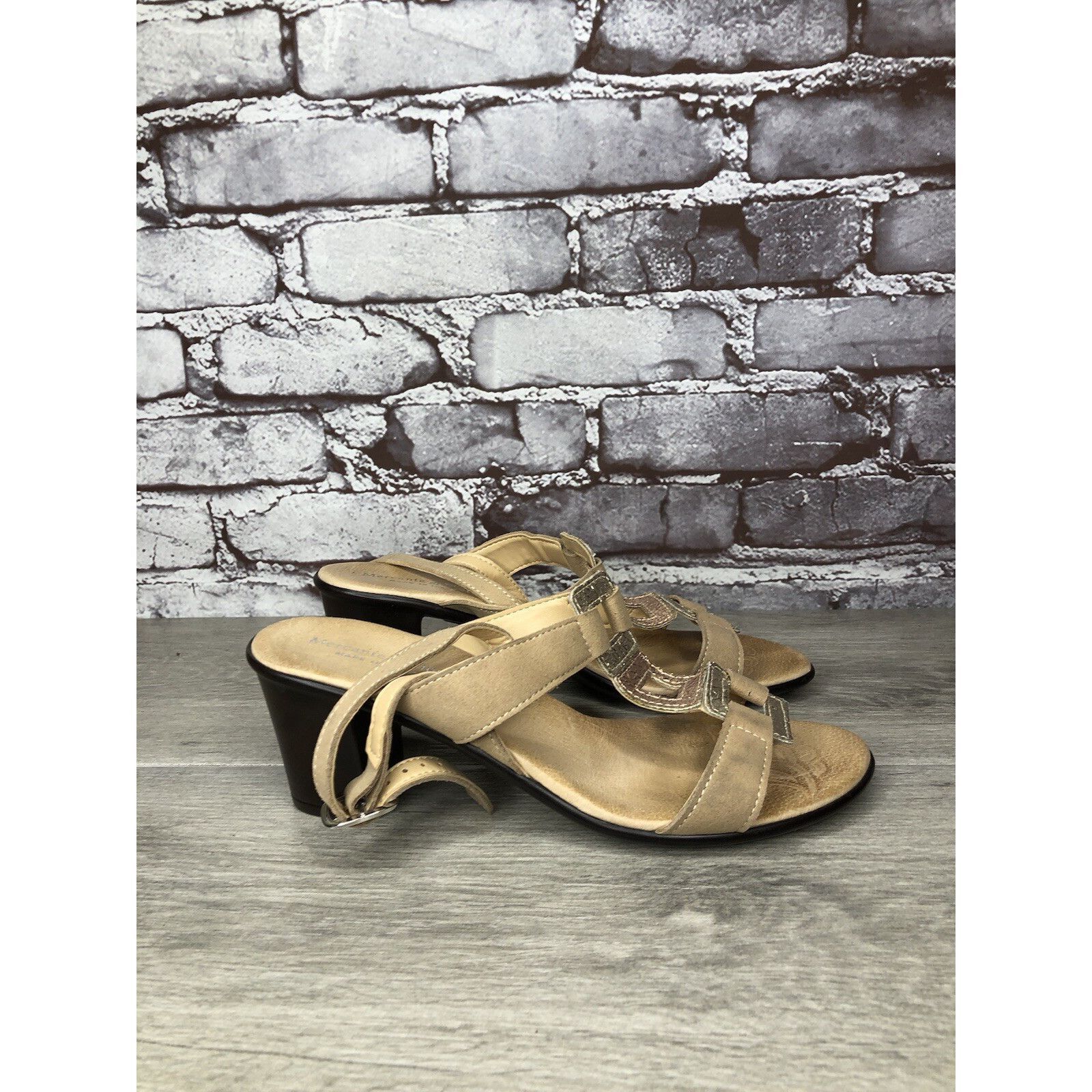 Other Mercante Di Fiori Tan Leather Ankle Strap Heel Sandals Women Size US 7.5 / IT 37.5 - 1 Thumbnail
